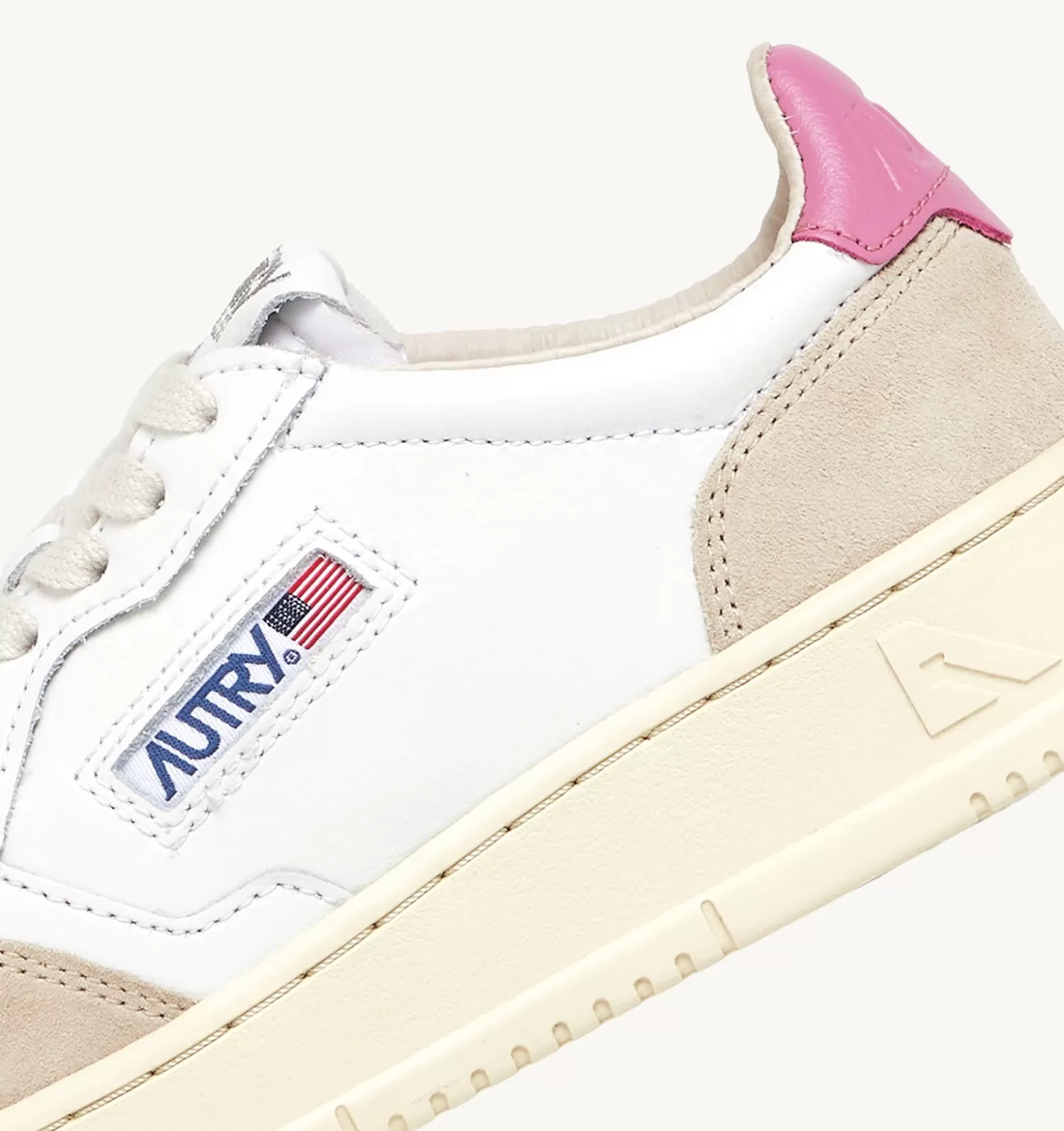 Medalist^AUTRY Medalist Low Sneakers In White And Pink Leather And Beige Suede