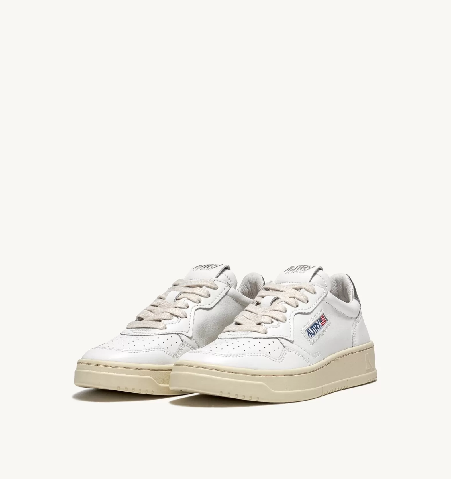 Medalist^AUTRY Medalist Low Sneakers In White And Silver Leather