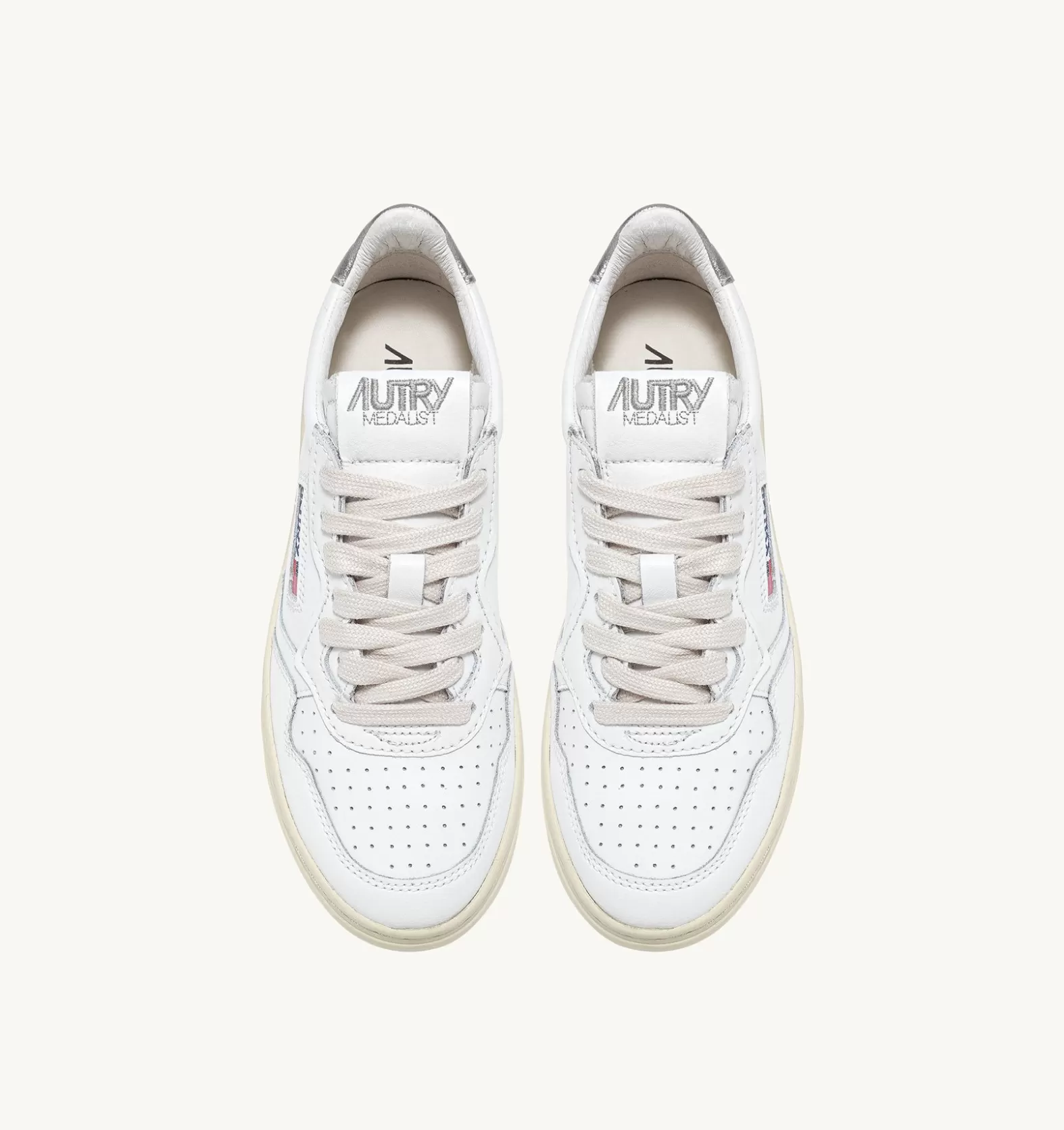 Medalist^AUTRY Medalist Low Sneakers In White And Silver Leather