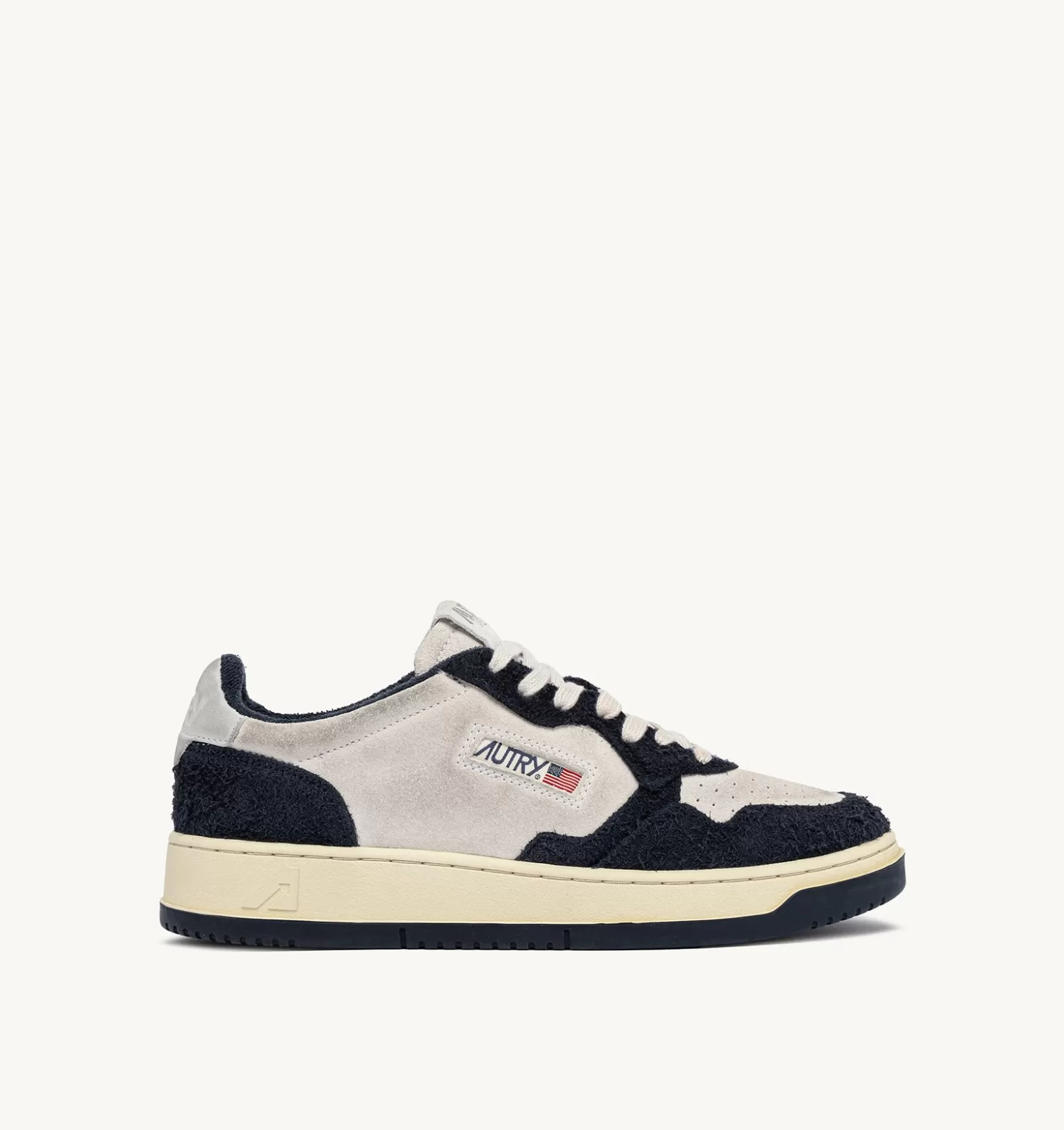 Medalist^AUTRY Medalist Low Sneakers In White Suede And Blue Hair-Effect Suede