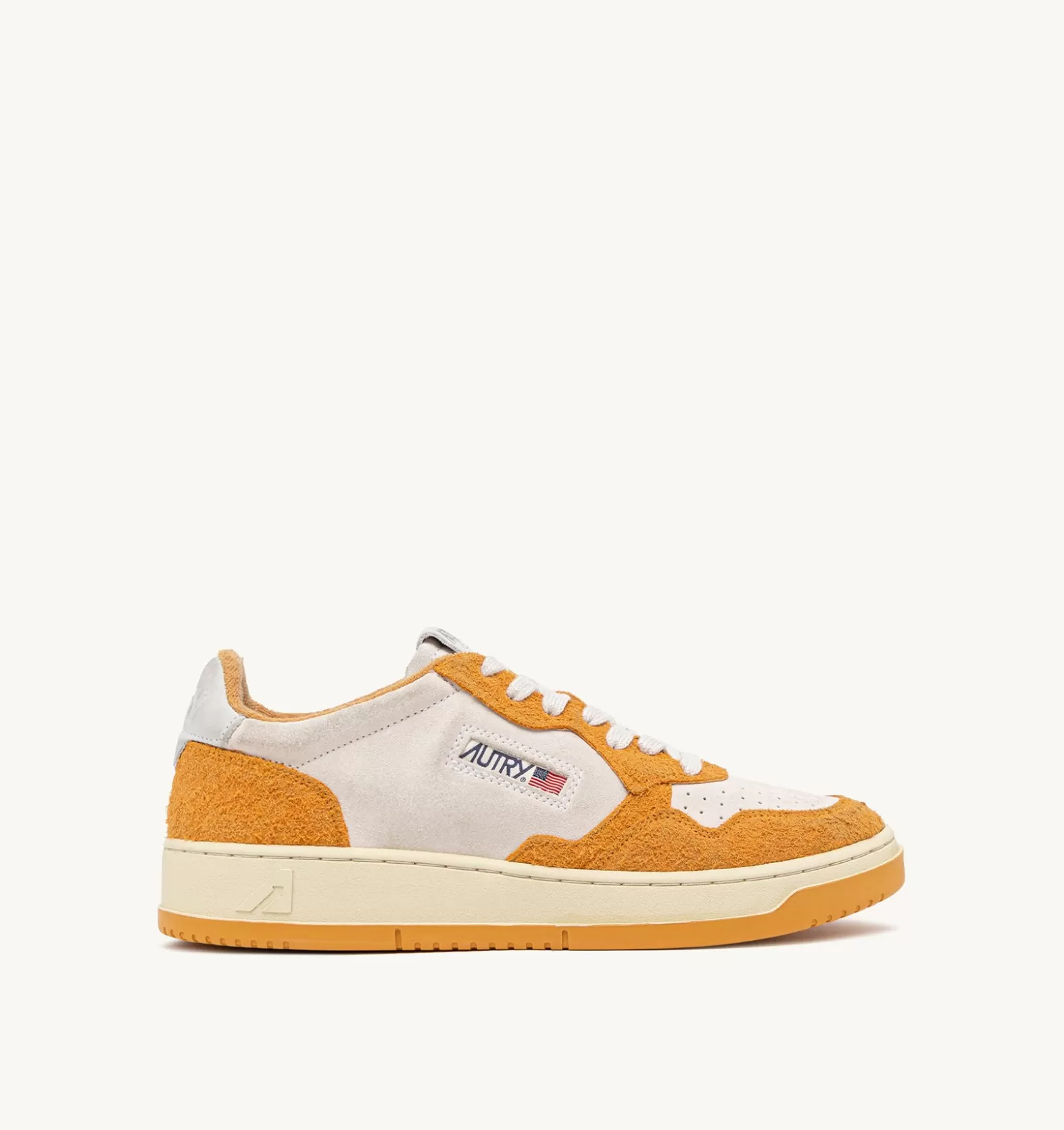 Medalist^AUTRY Medalist Low Sneakers In White Suede And Orange Hair-Effect Suede