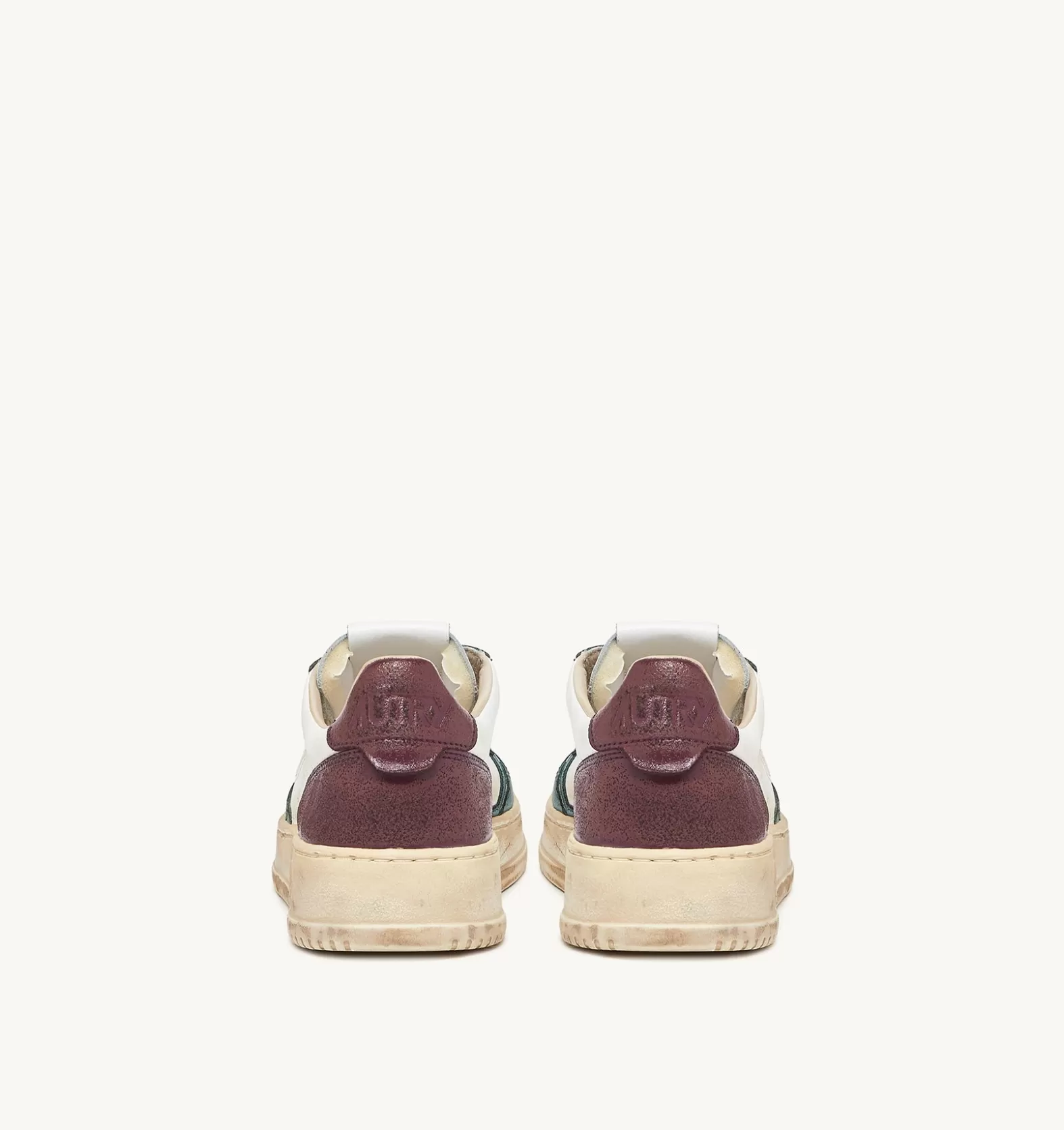 Super Vintage^AUTRY Medalist Low Super Vintage Sneakers In White Leather With Violet And Green Details