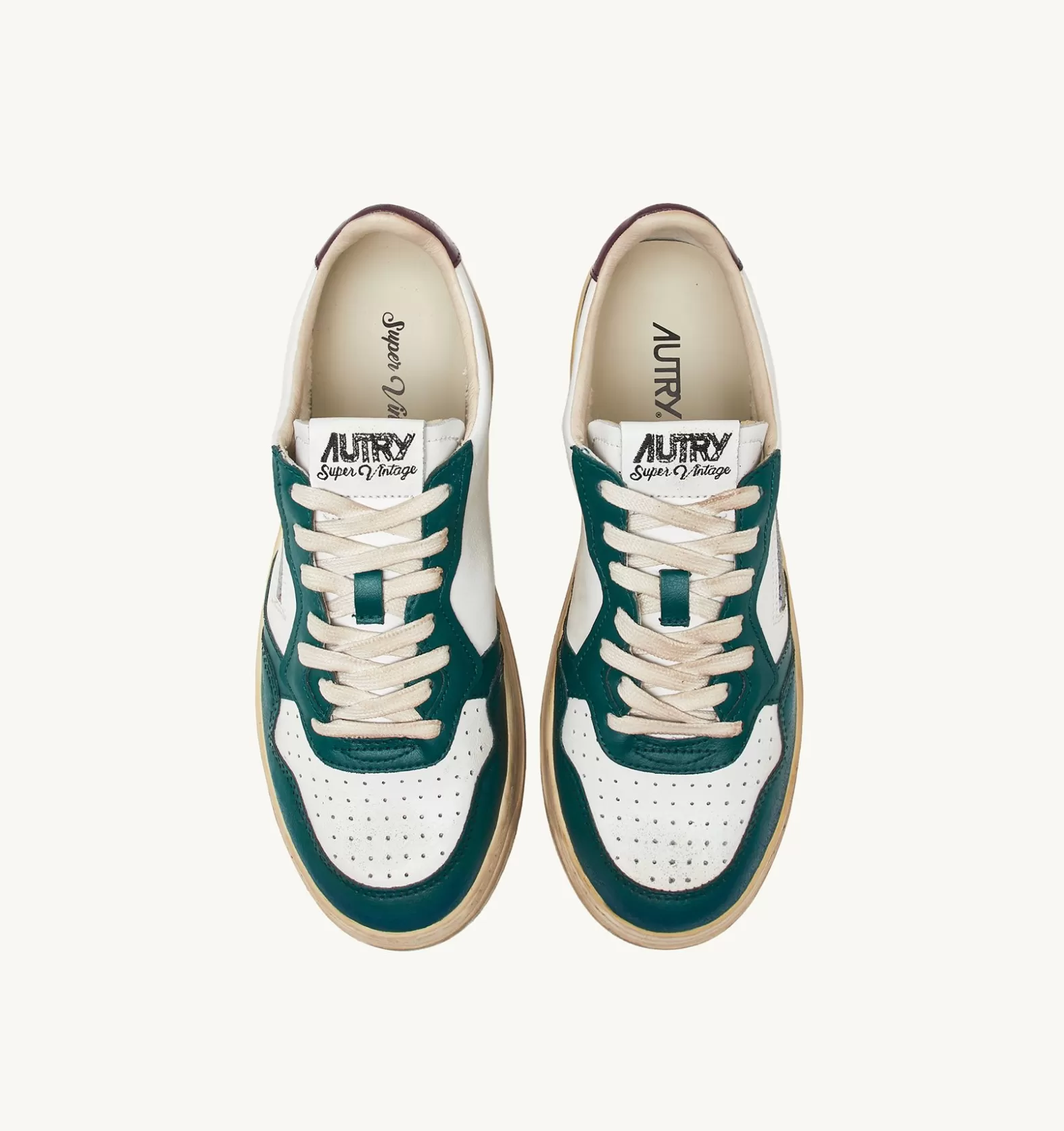 Super Vintage^AUTRY Medalist Low Super Vintage Sneakers In White Leather With Violet And Green Details