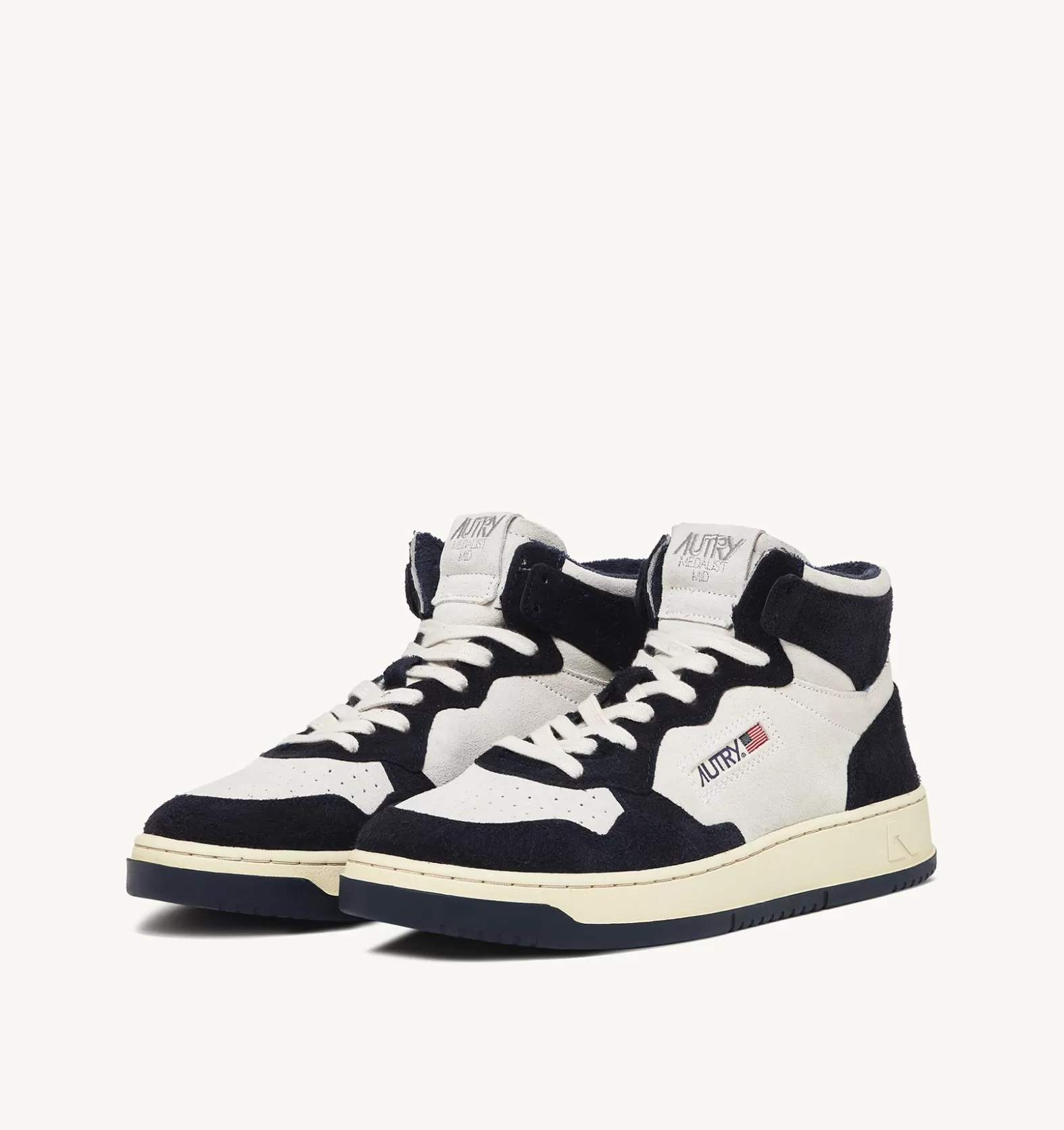 Medalist^AUTRY Medalist Mid Sneakers In Beige And Blue Suede