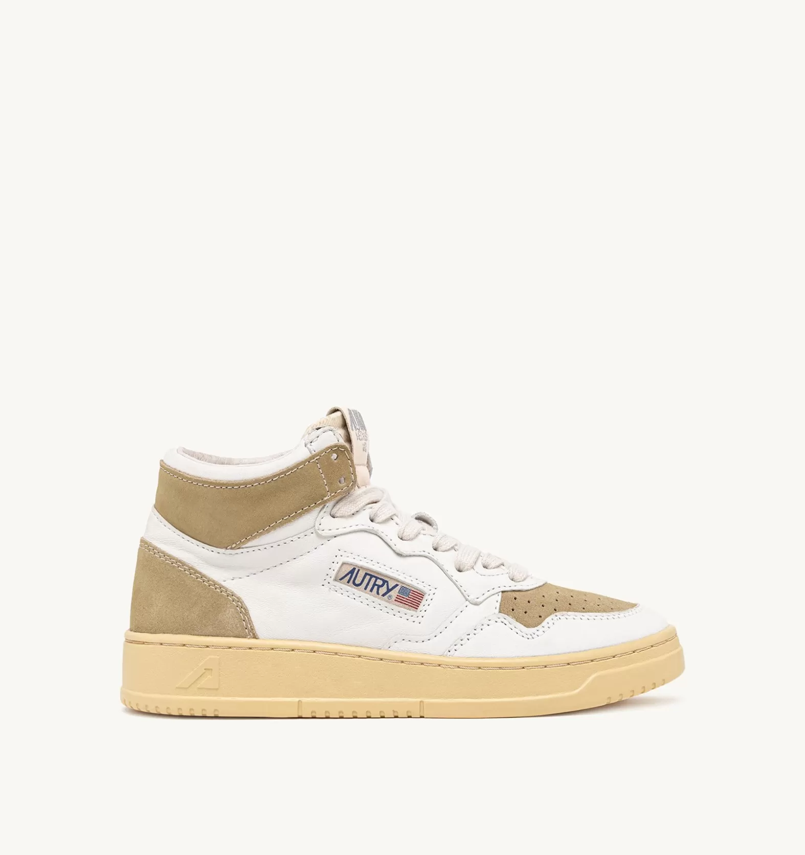 Medalist^AUTRY Medalist Mid Sneakers In Leather And Suede Color White And Mud Brown