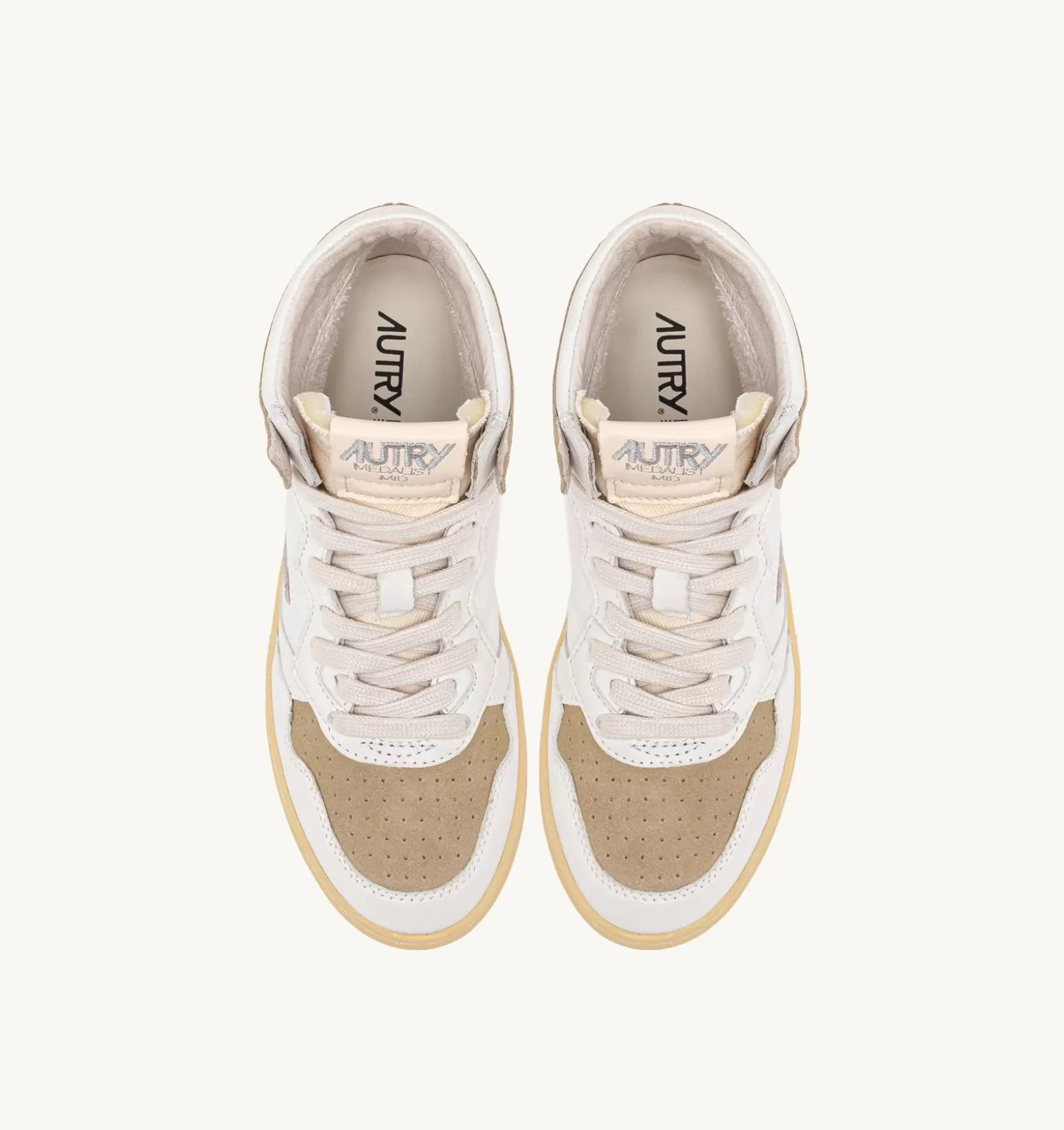 Medalist^AUTRY Medalist Mid Sneakers In Leather And Suede Color White And Mud Brown