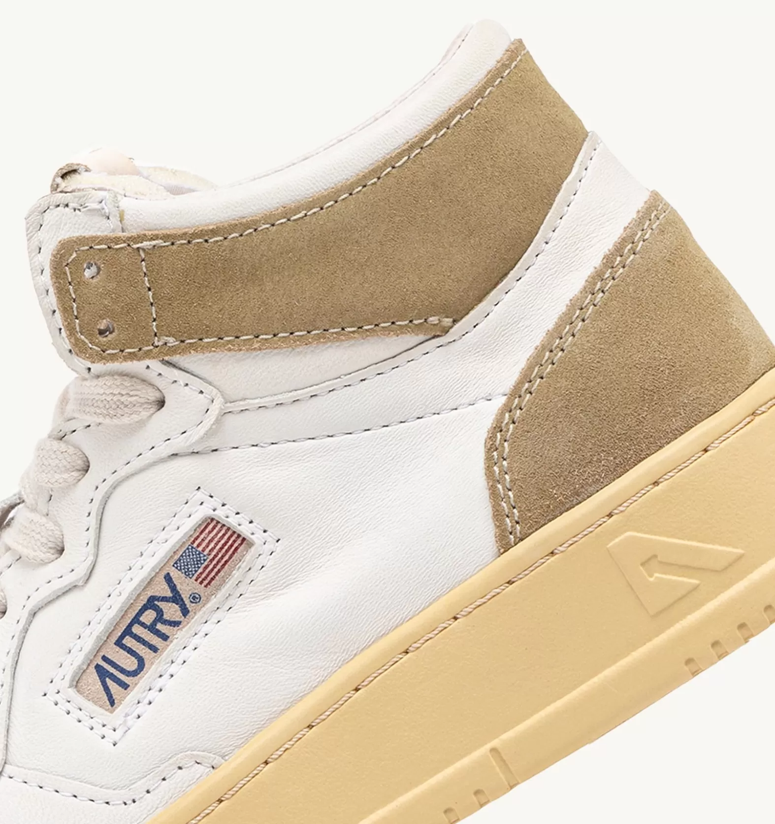 Medalist^AUTRY Medalist Mid Sneakers In Leather And Suede Color White And Mud Brown