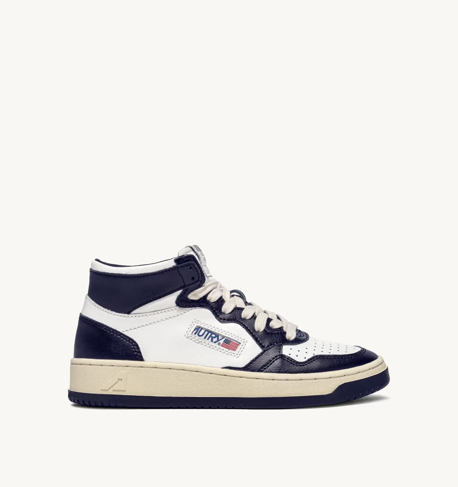 Medalist^AUTRY Medalist Mid Sneakers In Leather Bianca And Blue