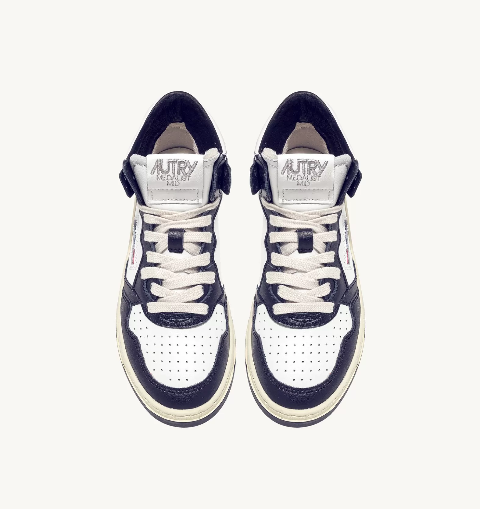 Medalist^AUTRY Medalist Mid Sneakers In Leather Bianca And Blue