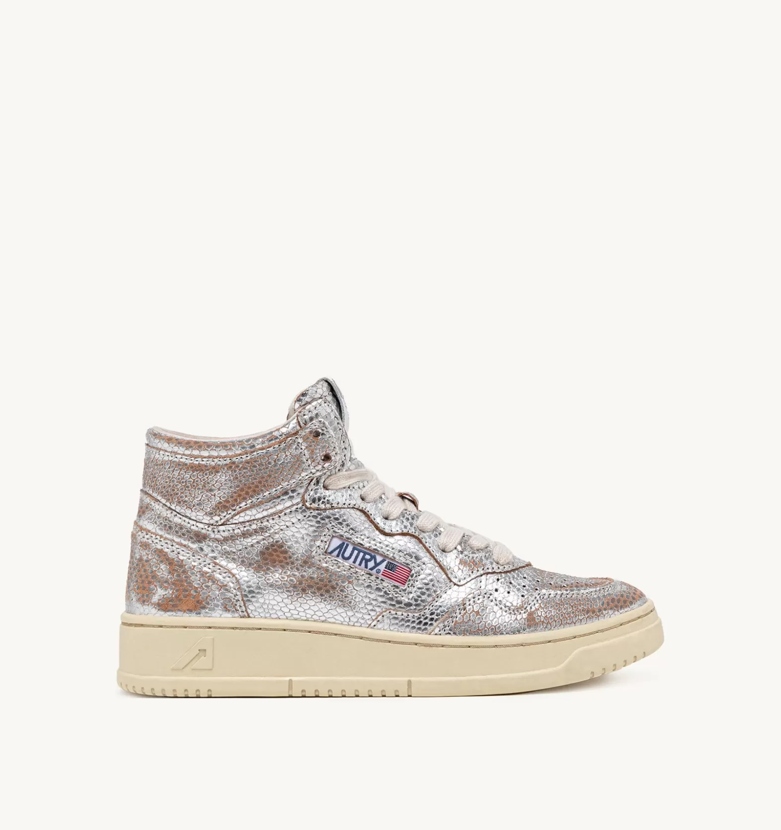 Medalist^AUTRY Medalist Mid Sneakers In Snake-Effect Leather Color Silver