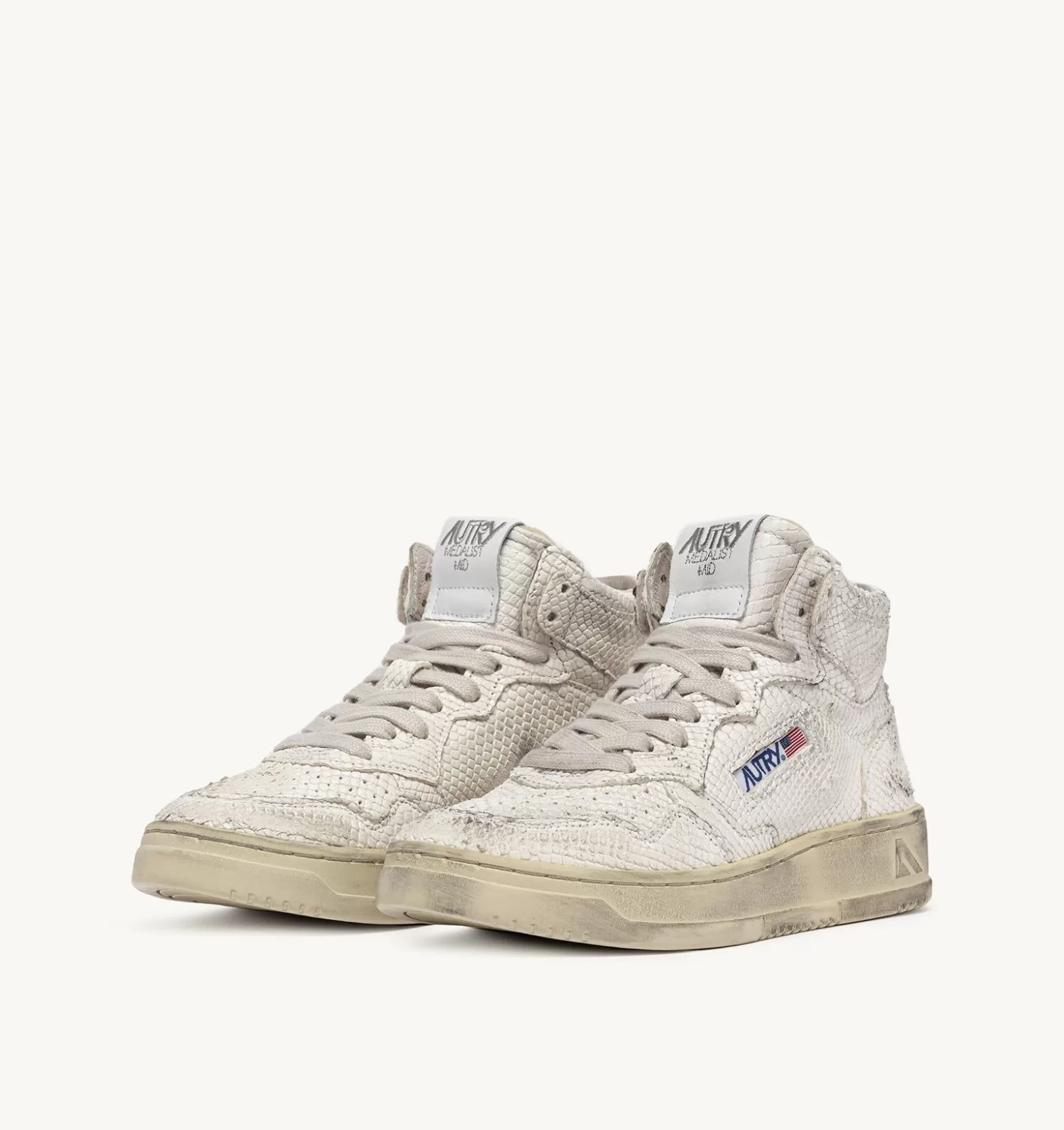 Medalist^AUTRY Medalist Mid Sneakers In Snake-Effect Leather Color White