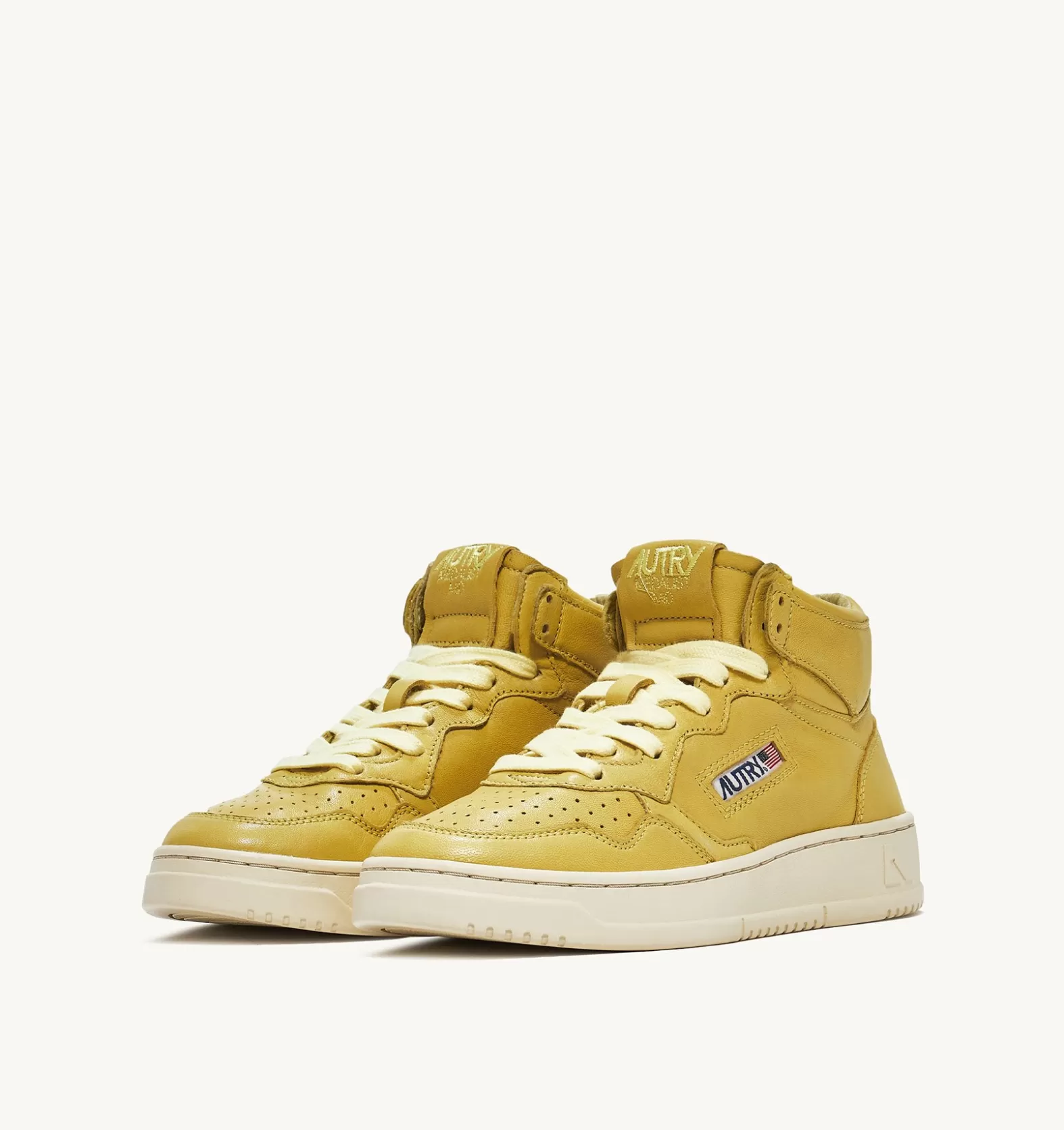 Medalist^AUTRY Medalist Mid Sneakers In Soft Goatskin Color Iris Yellow