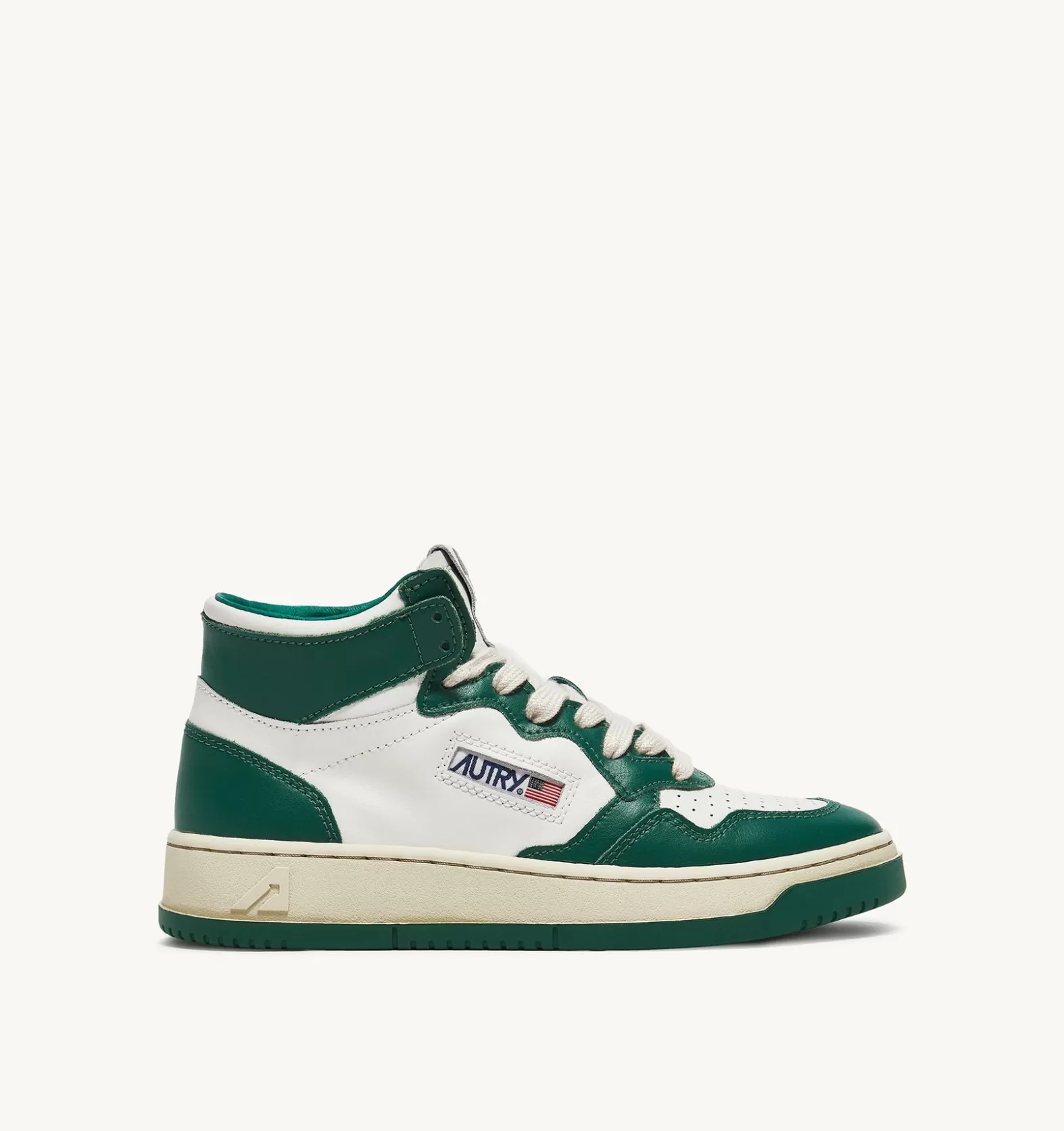 Medalist^AUTRY Medalist Mid Sneakers In Two-Tone Leather Color White And Green