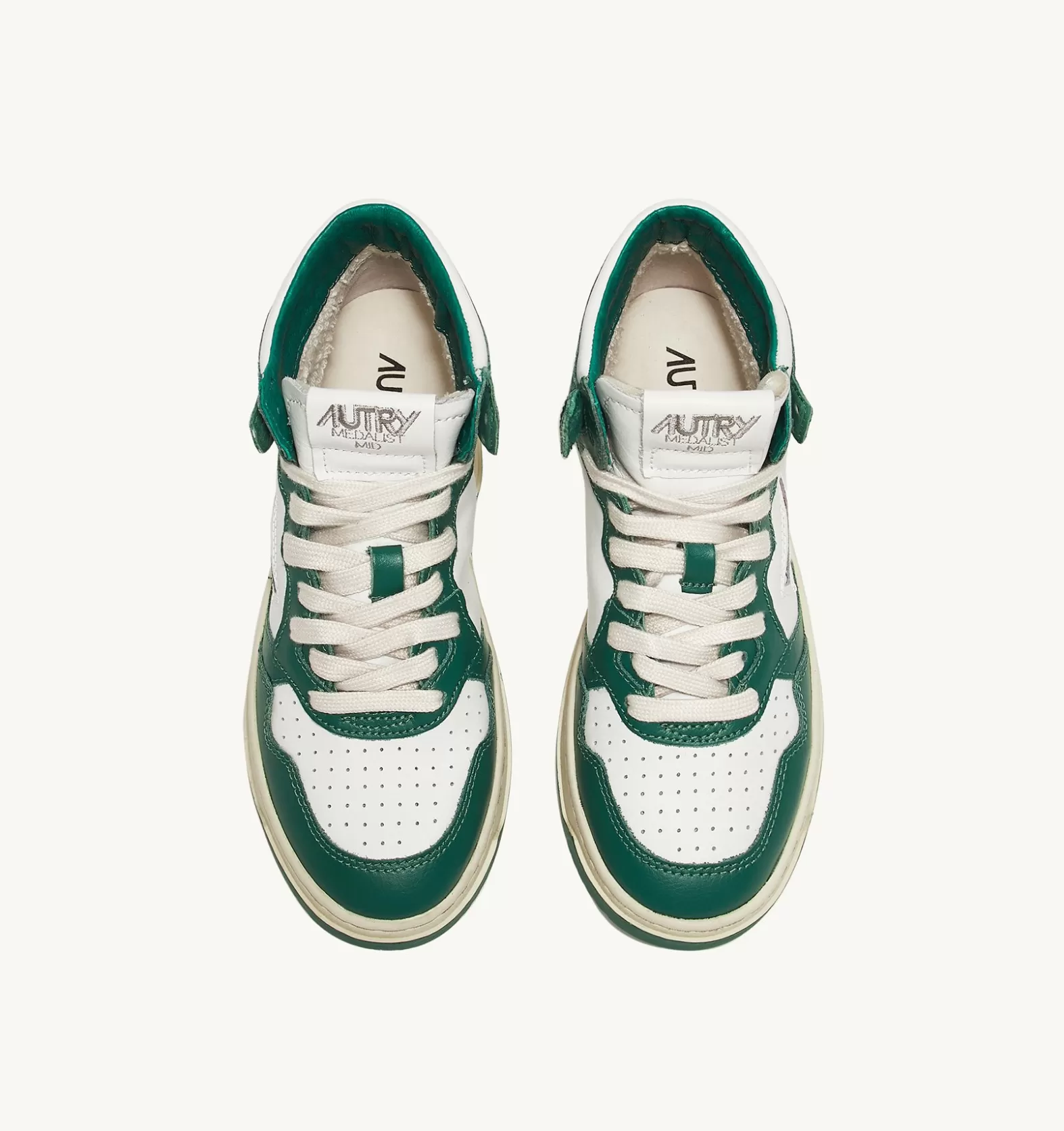 Medalist^AUTRY Medalist Mid Sneakers In Two-Tone Leather Color White And Green