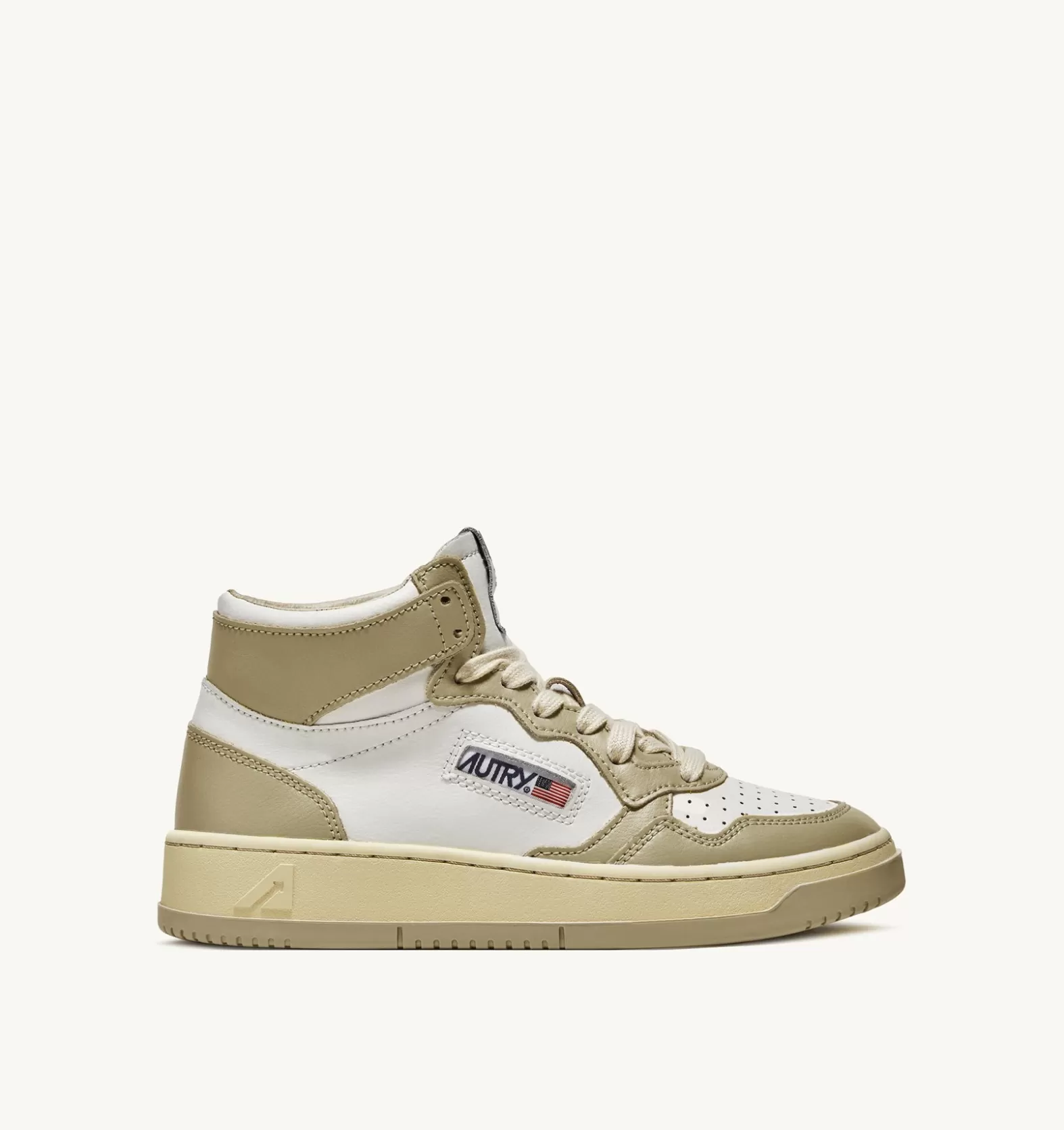 Medalist^AUTRY Medalist Mid Sneakers In Two-Tone Leather Color White And Mud Brown
