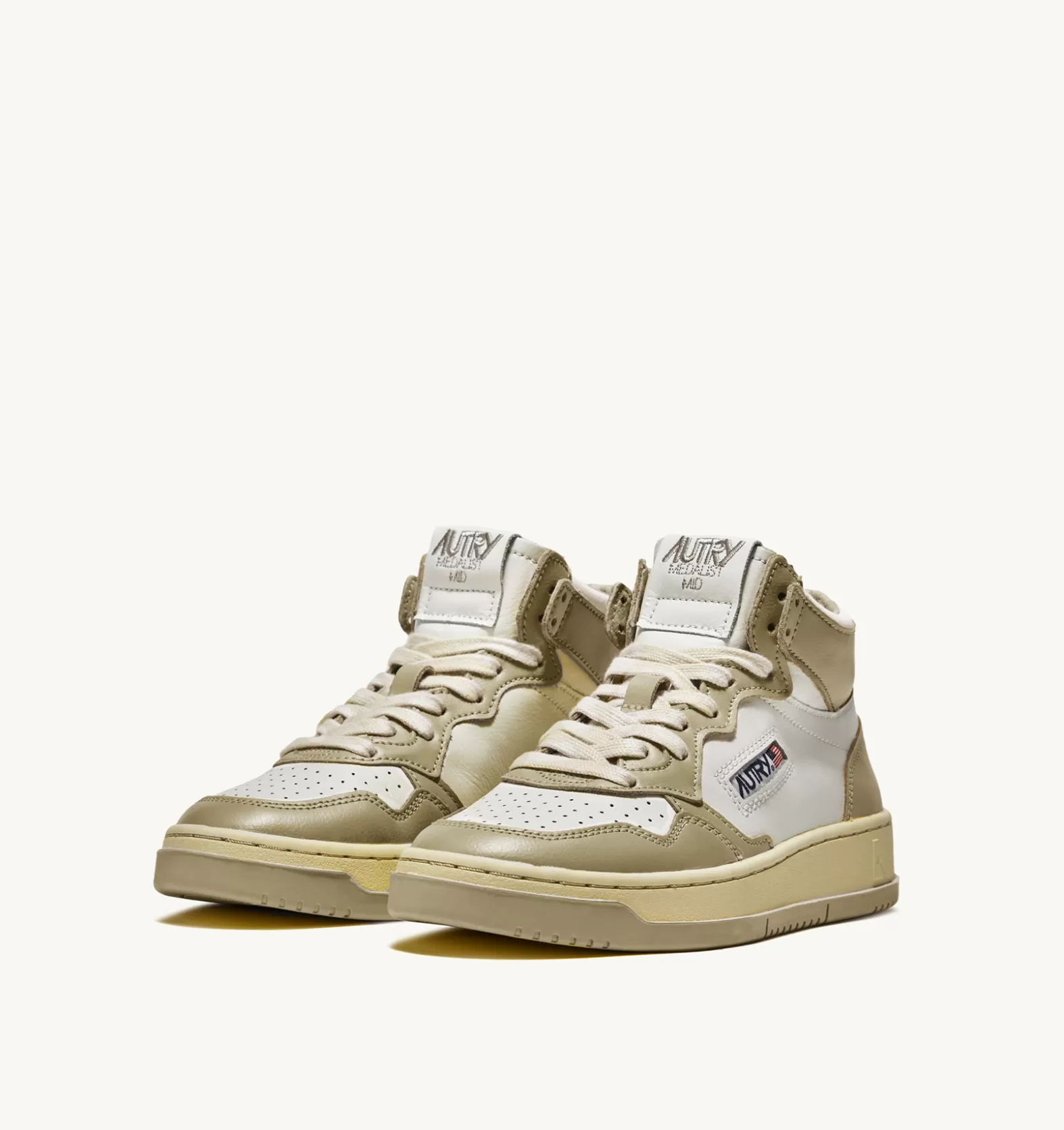 Medalist^AUTRY Medalist Mid Sneakers In Two-Tone Leather Color White And Mud Brown
