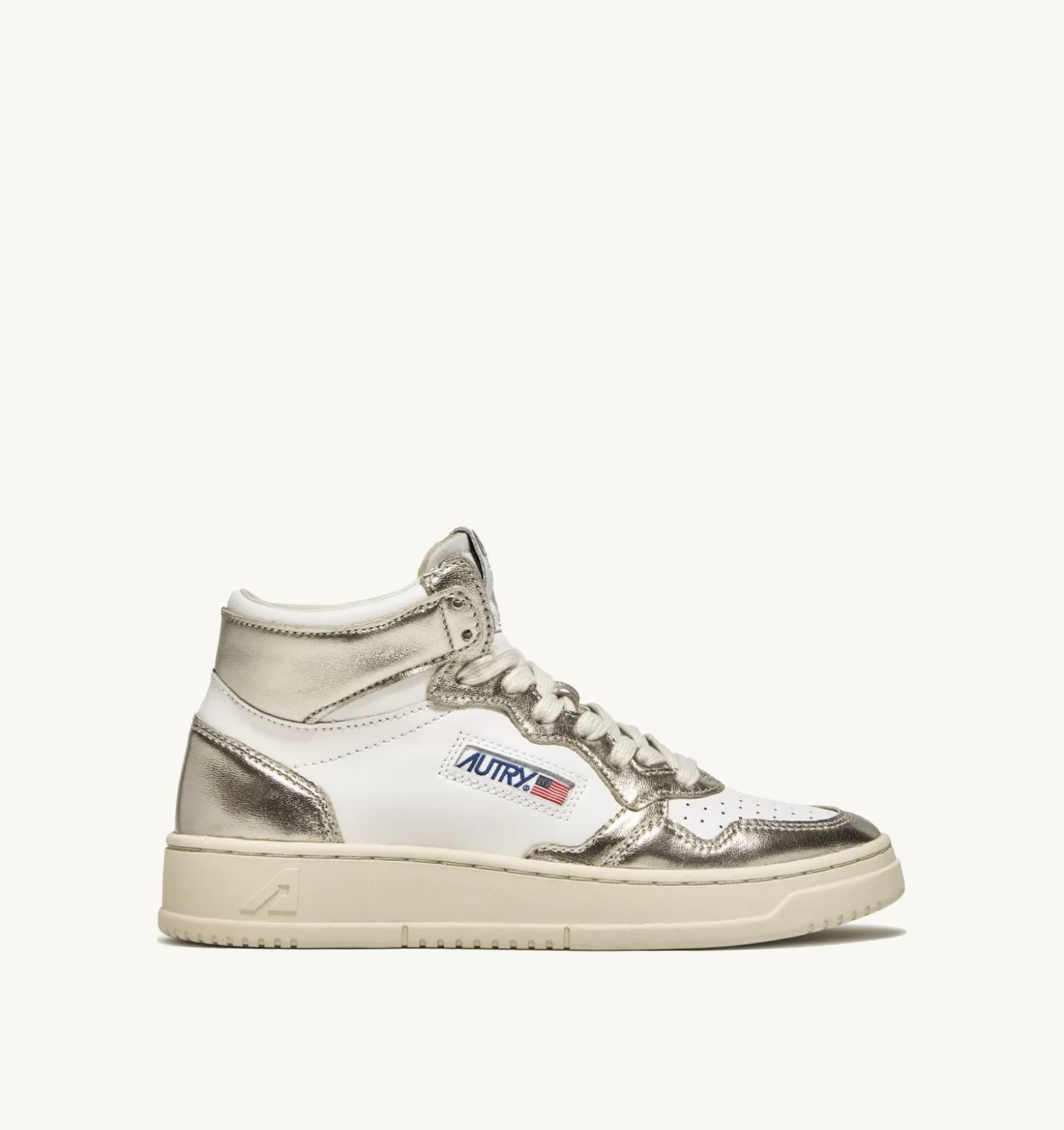 Medalist^AUTRY Medalist Mid Sneakers In Two-Tone Leather Color White And Platinum