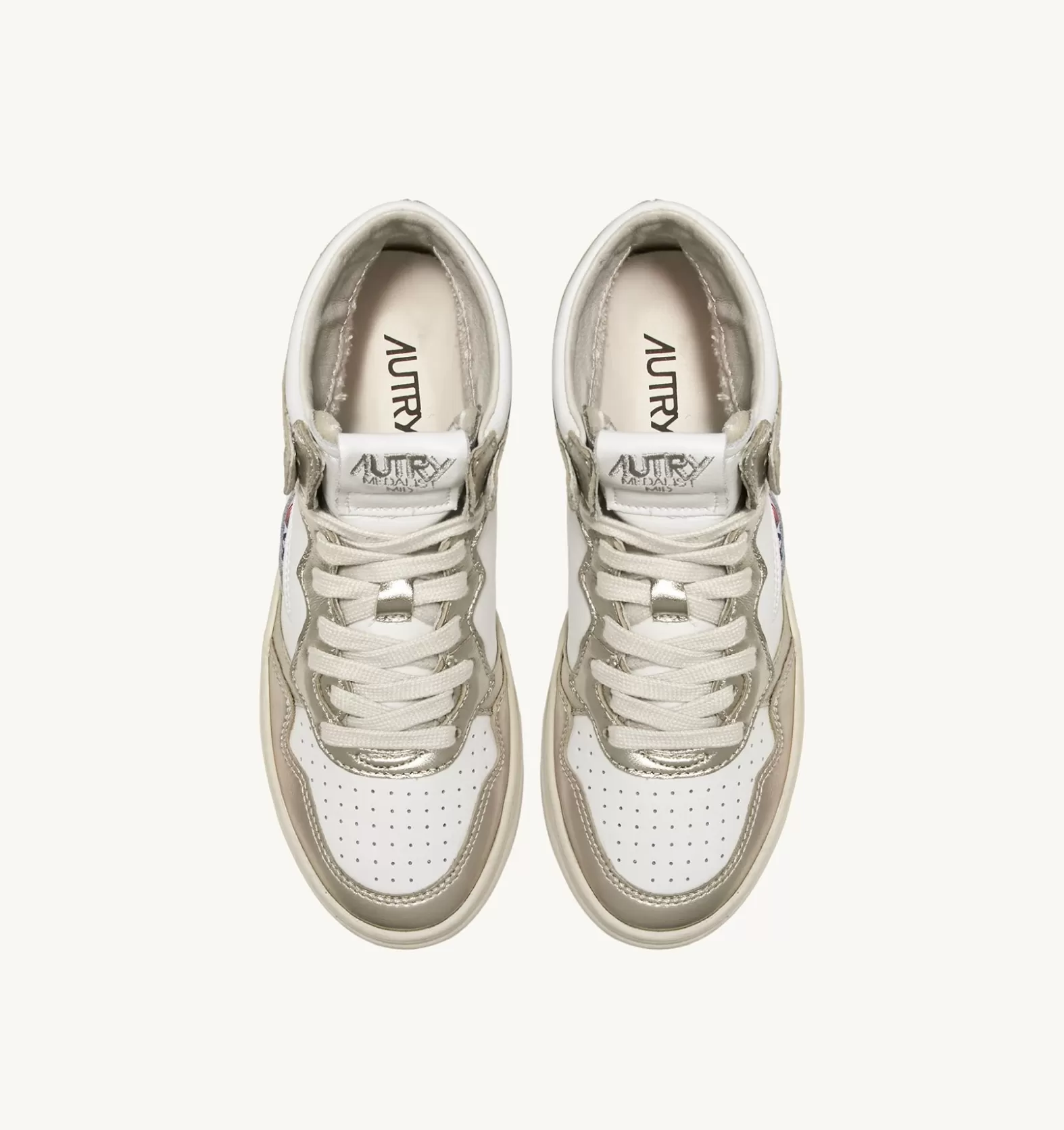 Medalist^AUTRY Medalist Mid Sneakers In Two-Tone Leather Color White And Platinum