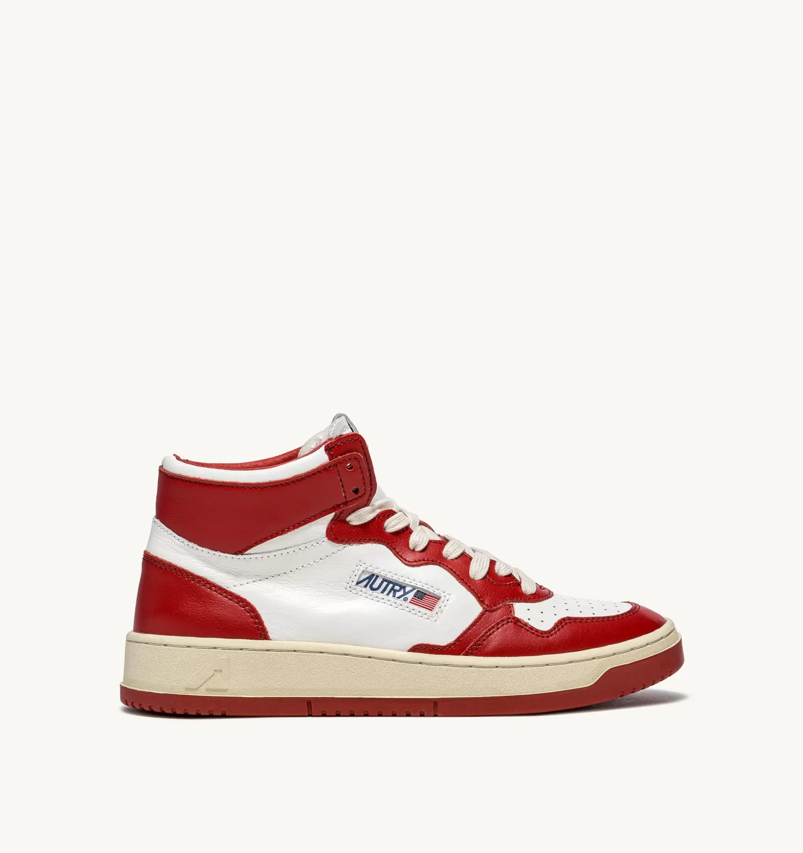 Medalist^AUTRY Medalist Mid Sneakers In Two-Tone Leather Color White And Red
