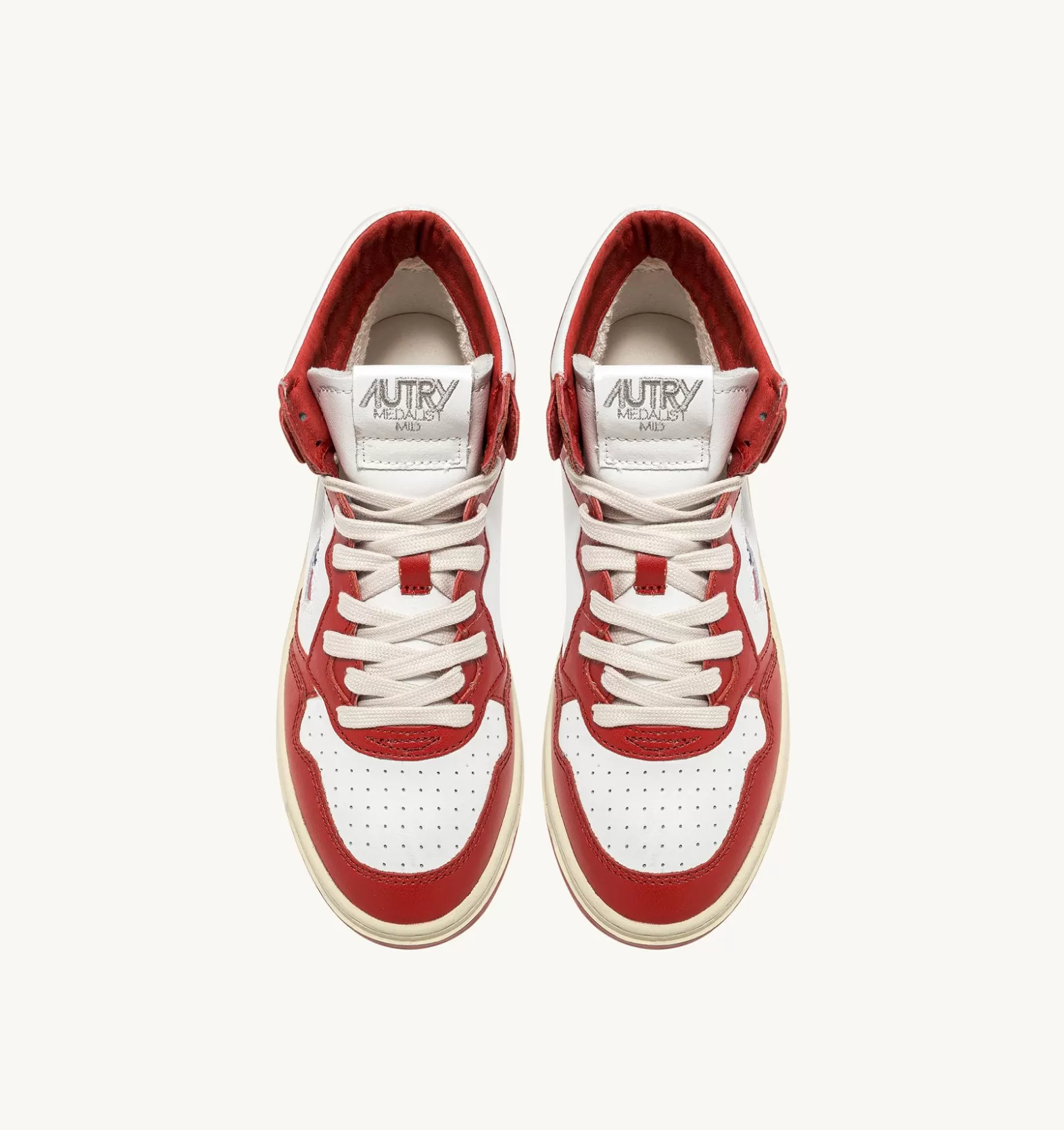 Medalist^AUTRY Medalist Mid Sneakers In Two-Tone Leather Color White And Red