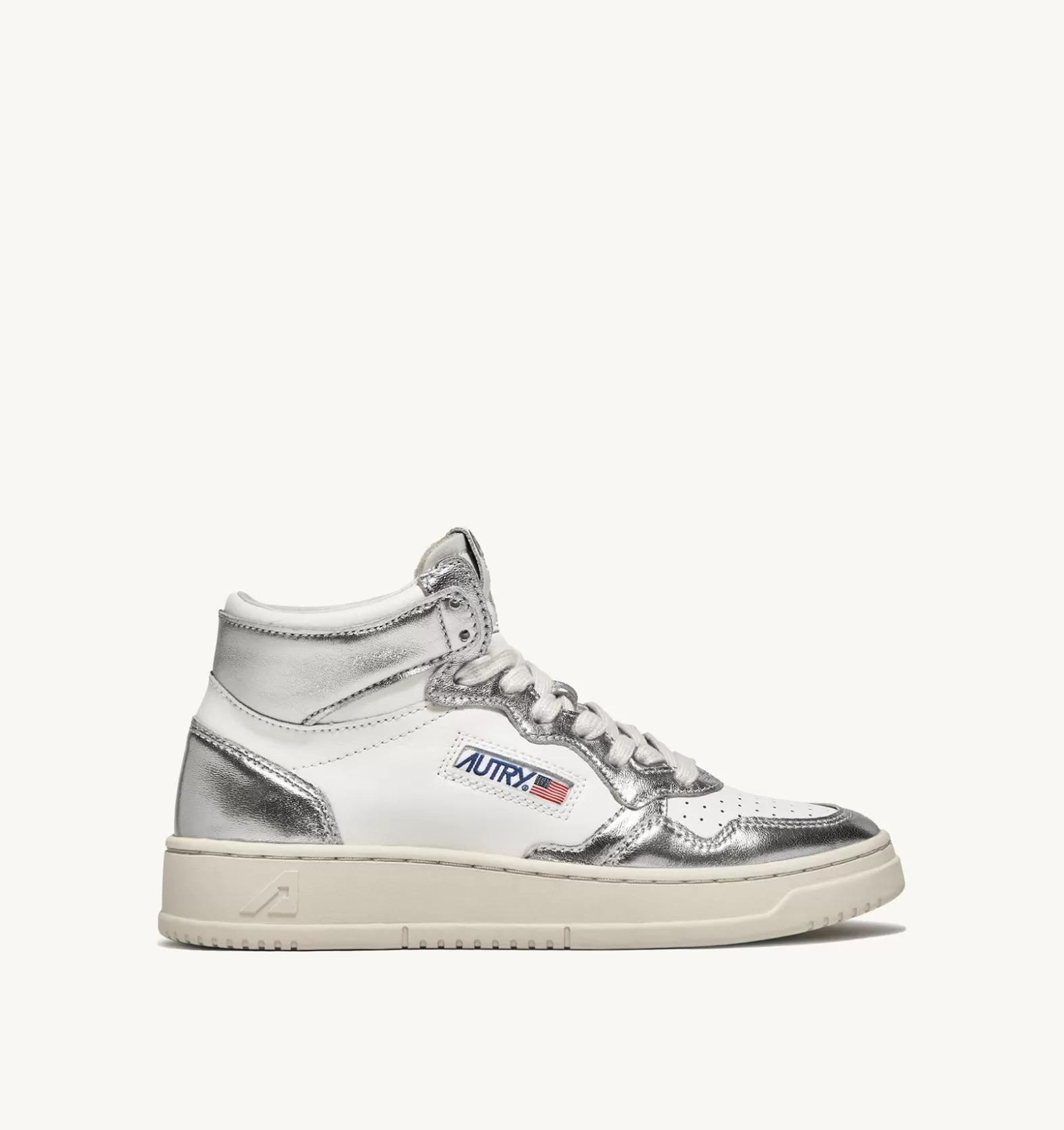 Medalist^AUTRY Medalist Mid Sneakers In Two-Tone Leather Color White And Silver