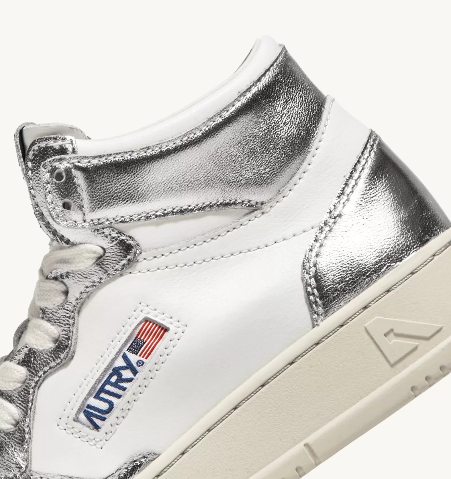 Medalist^AUTRY Medalist Mid Sneakers In Two-Tone Leather Color White And Silver