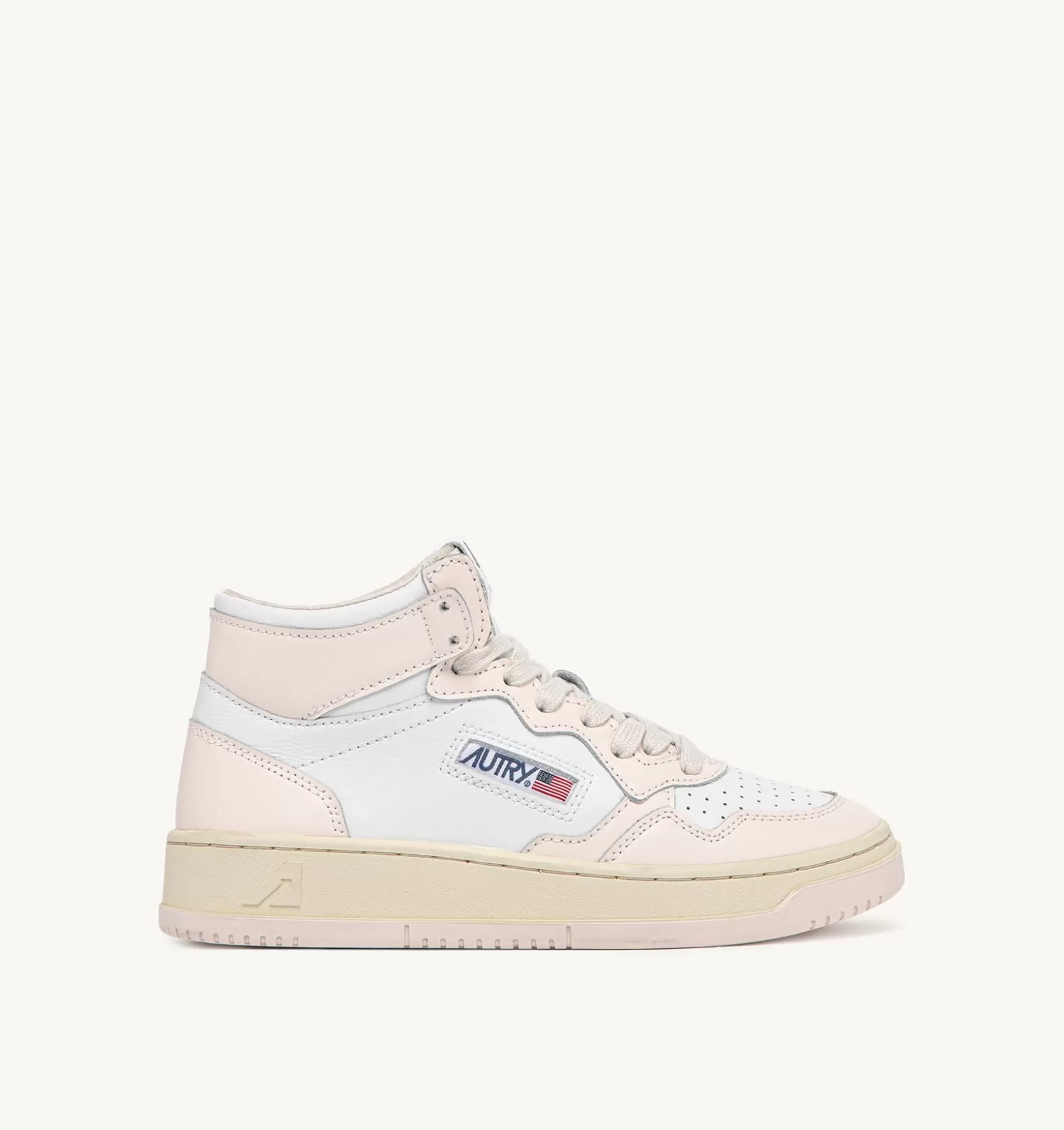 Medalist^AUTRY Medalist Mid Sneakers In White And Pink Leather