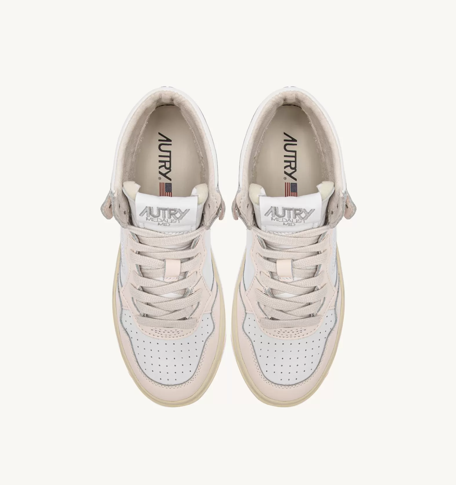 Medalist^AUTRY Medalist Mid Sneakers In White And Pink Leather
