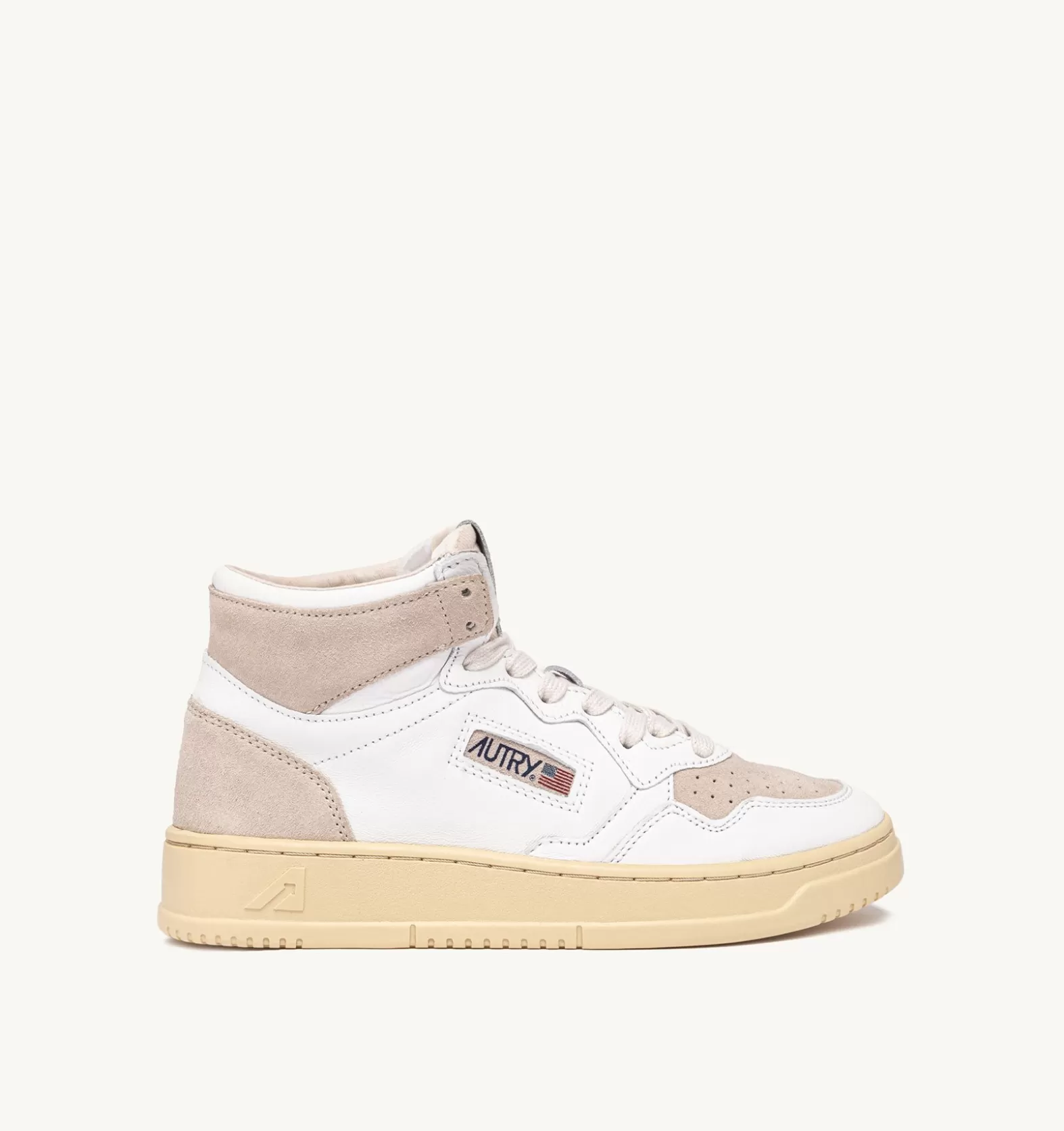 Medalist^AUTRY Medalist Mid Sneakers In White Leather And Beige Suede