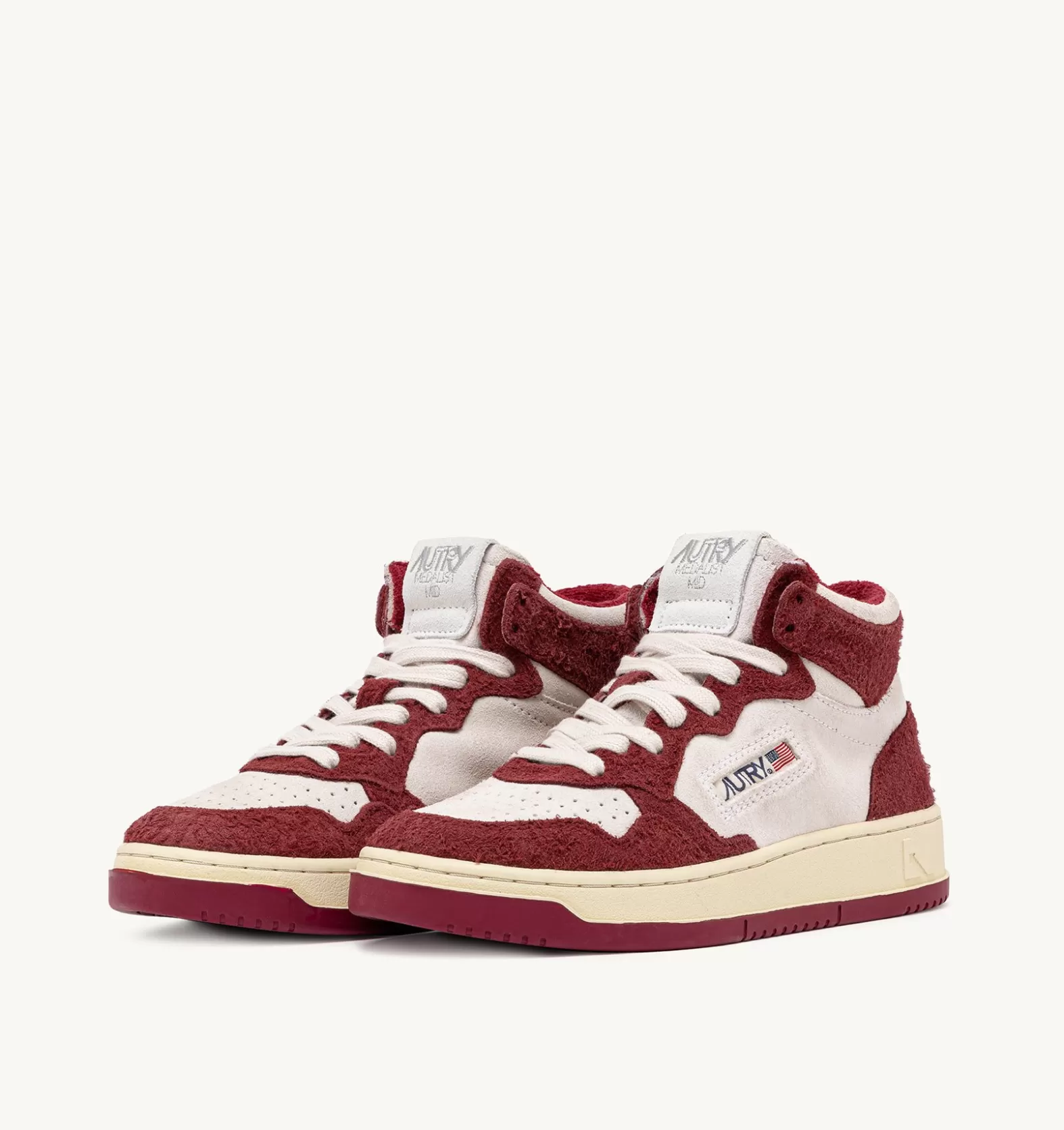 Medalist^AUTRY Medalist Mid Sneakers In White Suede And Hair-Effect Suede Color Purple