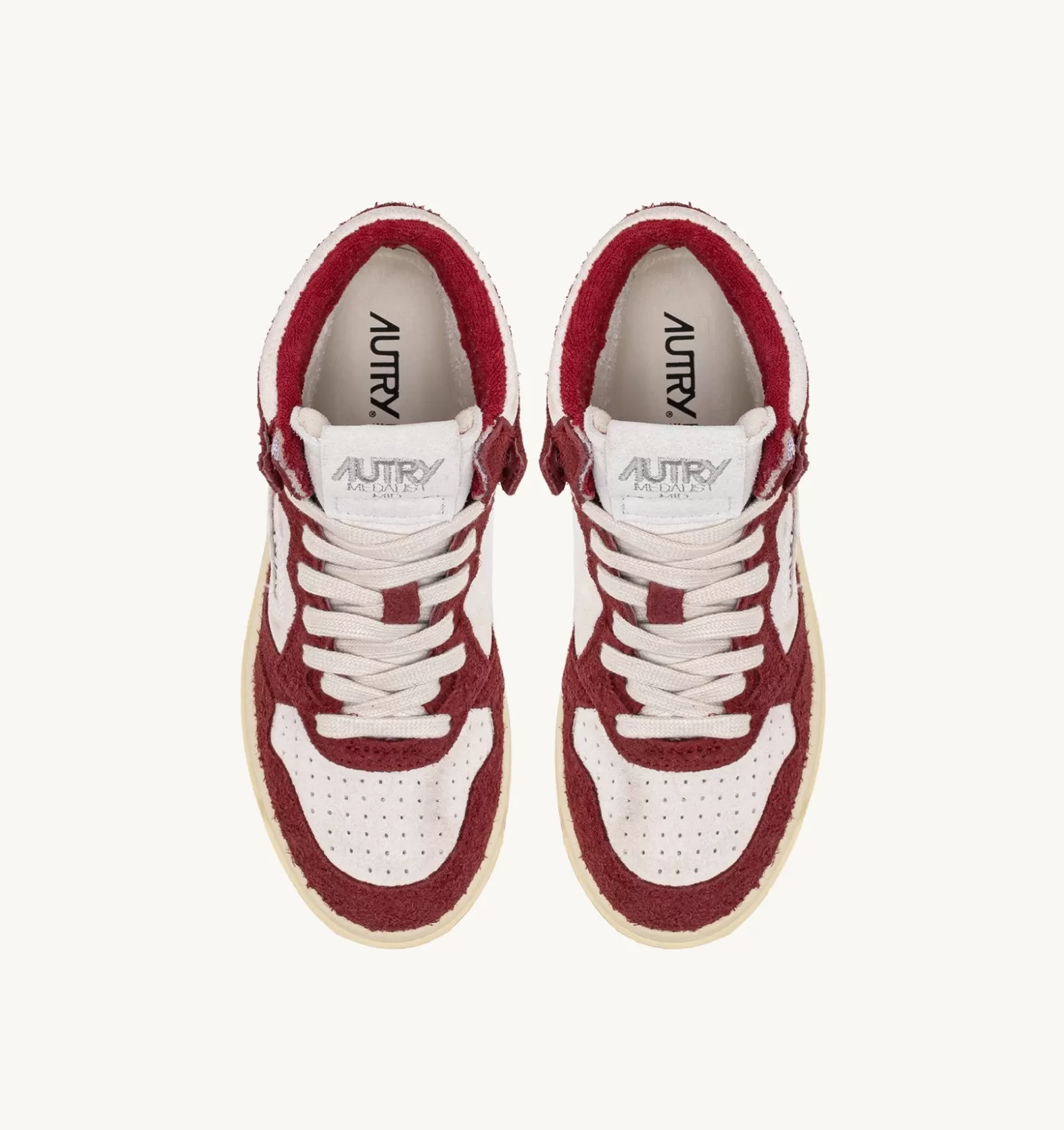 Medalist^AUTRY Medalist Mid Sneakers In White Suede And Hair-Effect Suede Color Purple