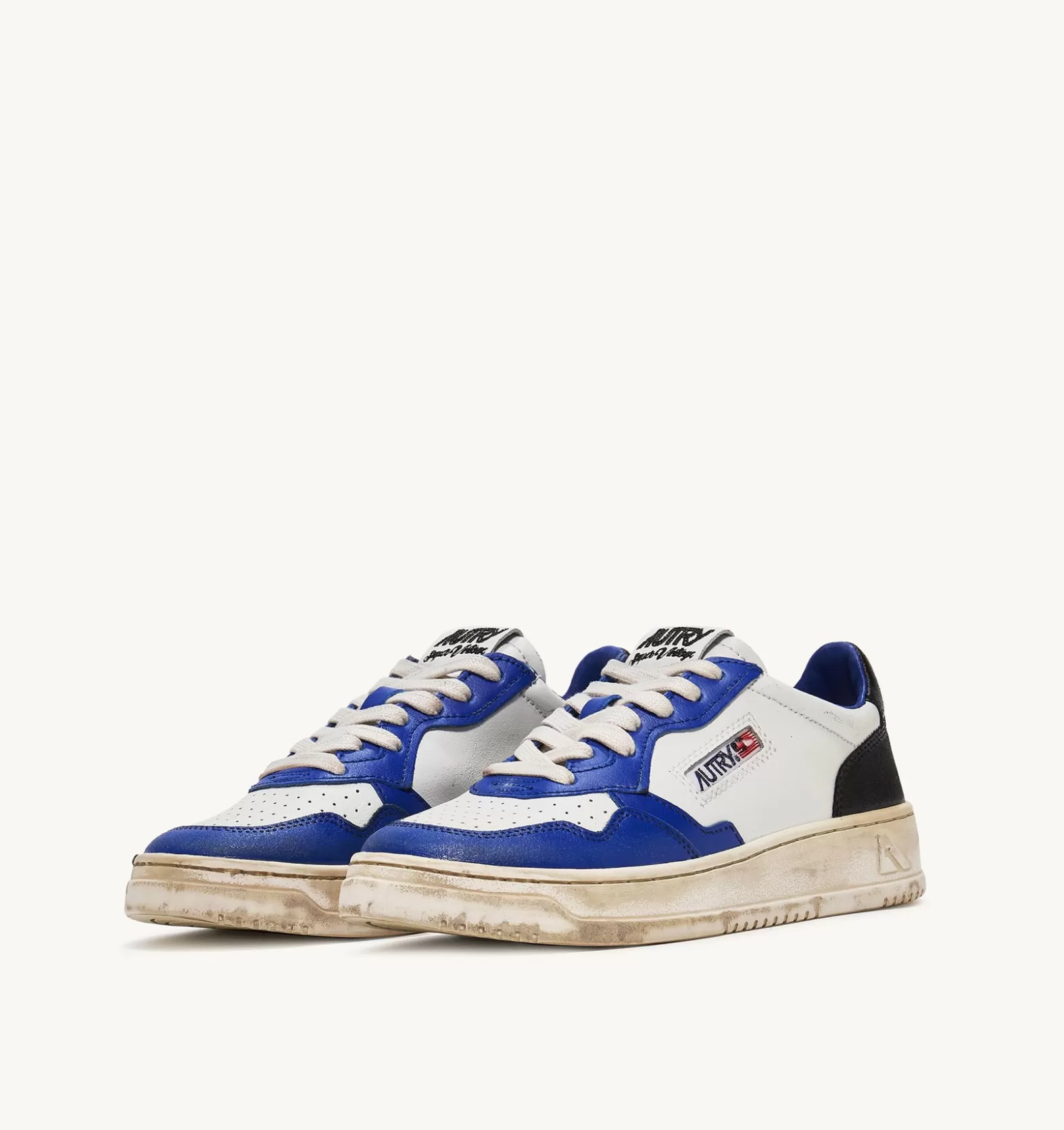Super Vintage^AUTRY Medalist Super Vintage Low Sneakers In Leather Color White Blue And Black