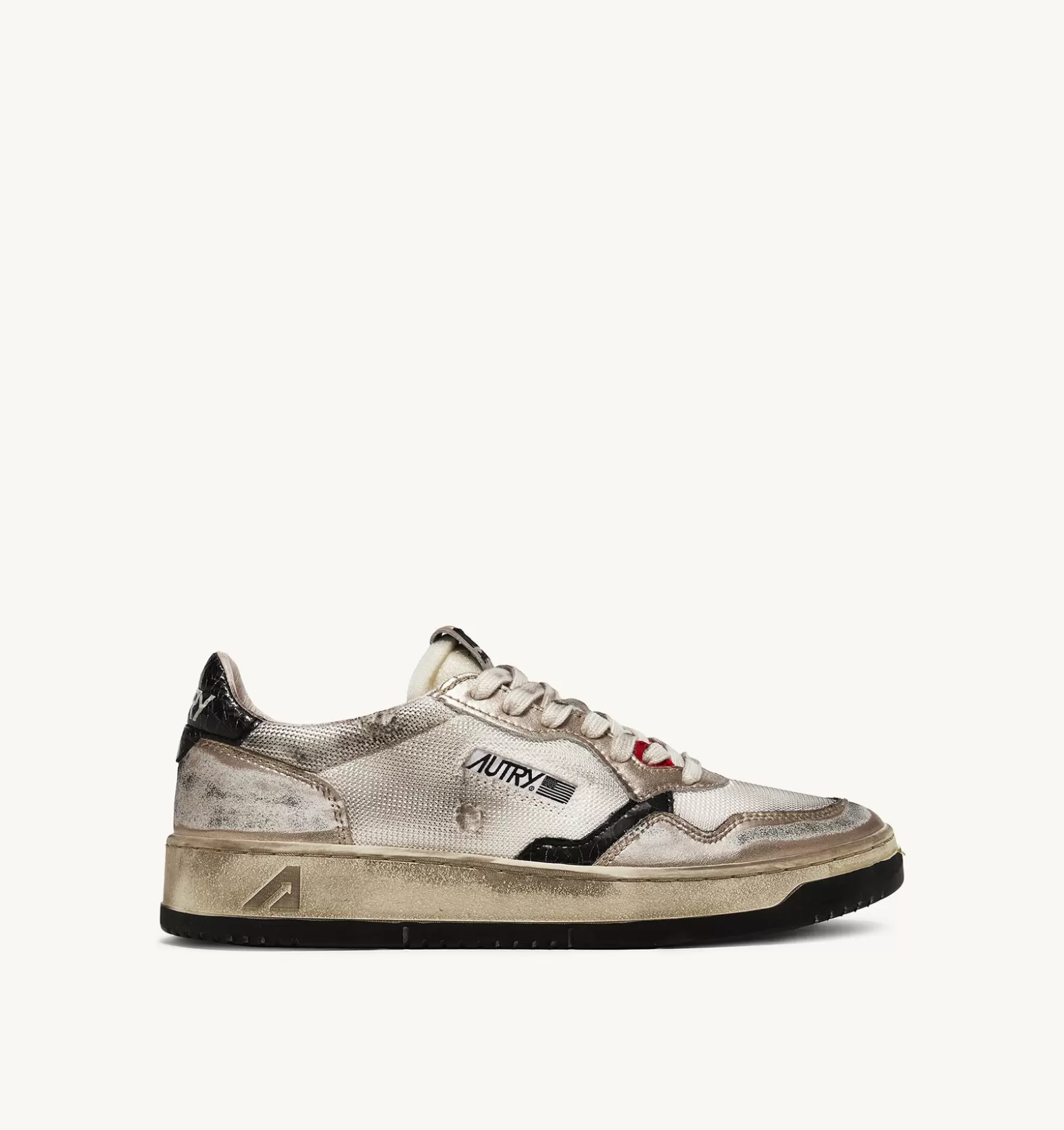 Super Vintage^AUTRY Medalist Super Vintage Low Sneakers In Mesh And Suede Color White And Gold