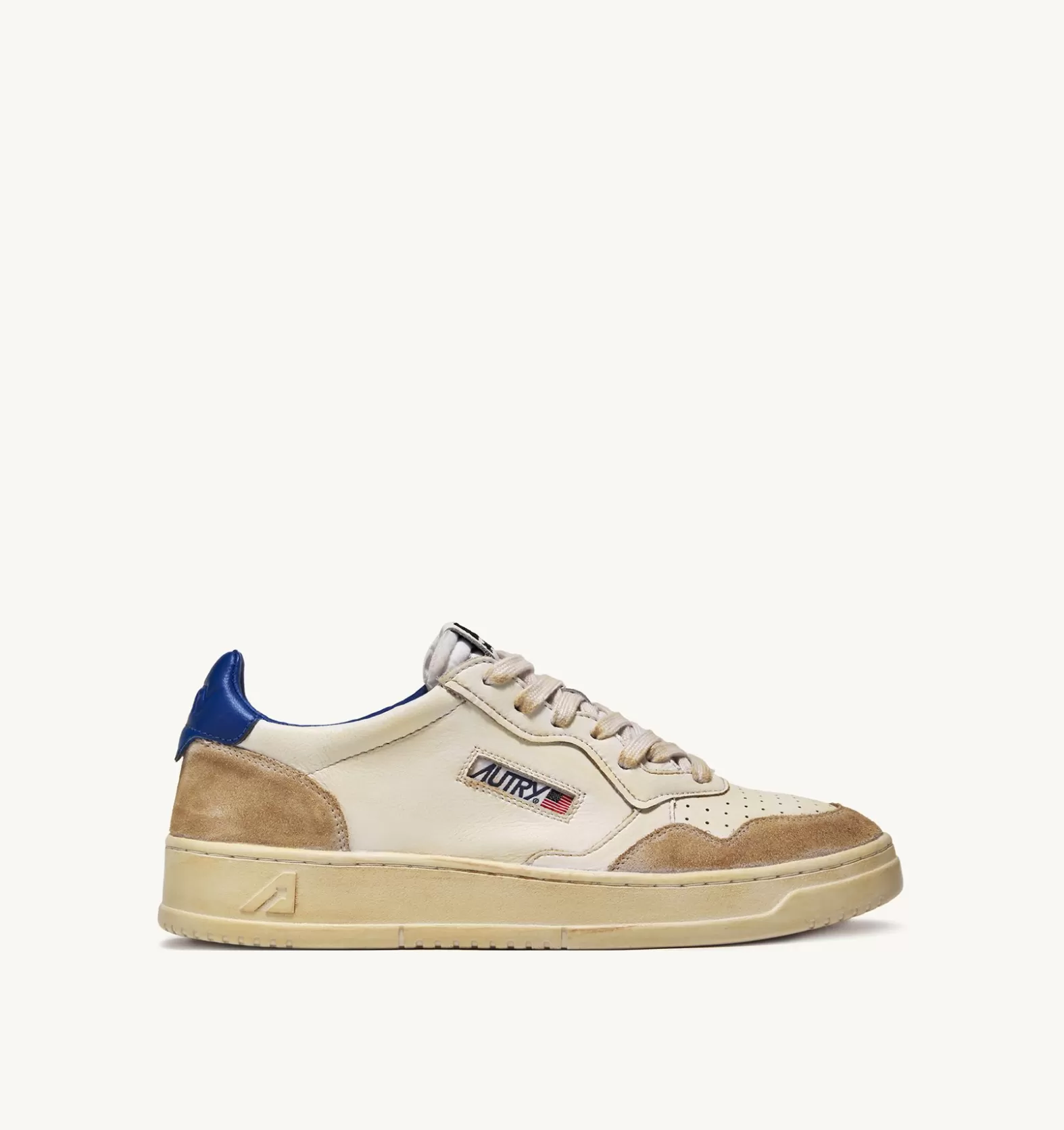 Super Vintage^AUTRY Medalist Super Vintage Low Sneakers In Yellowing-Effect Leather Color White And Blue