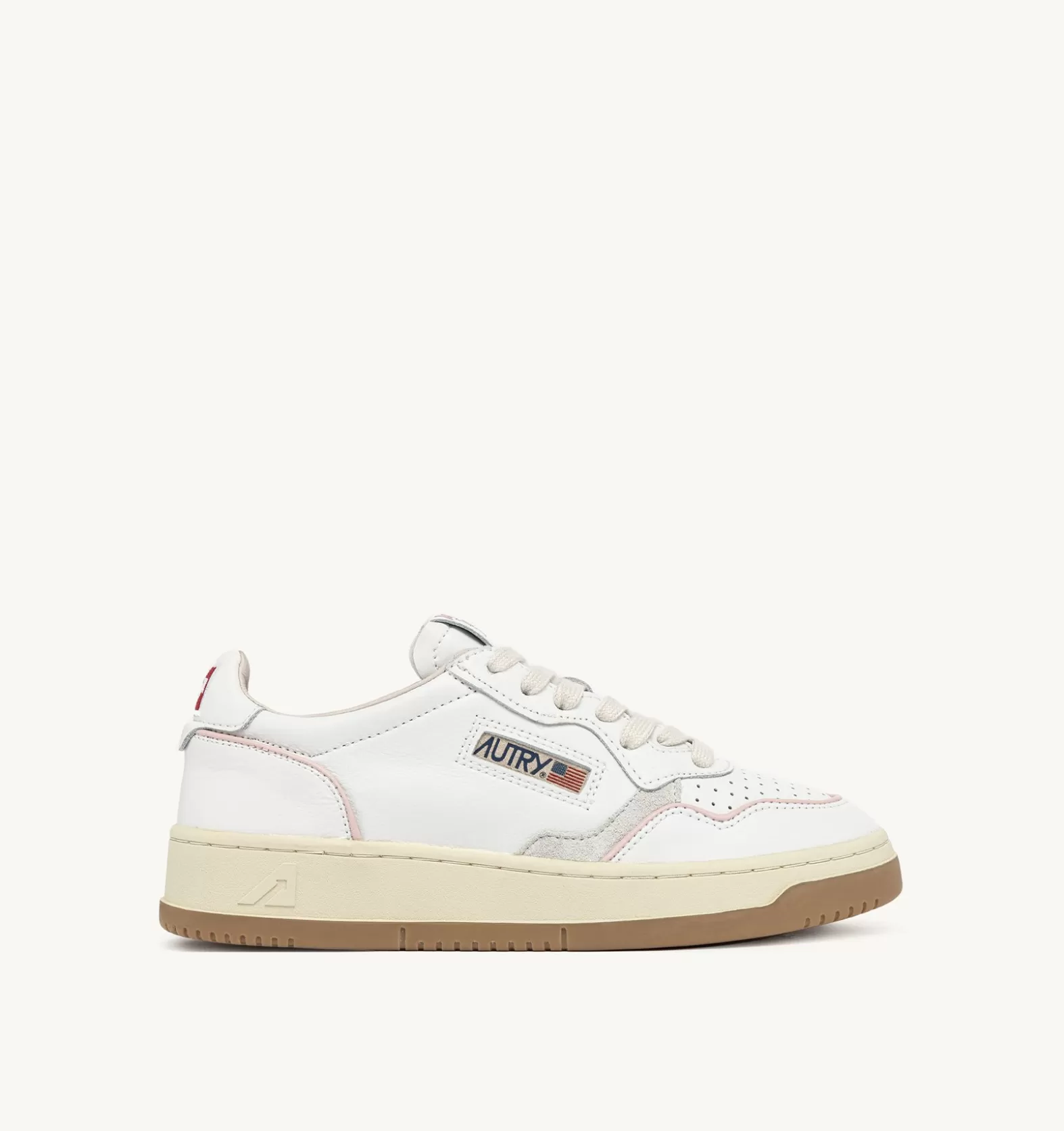 Open^AUTRY Open Low Sneakers In Leather And Pink Cord