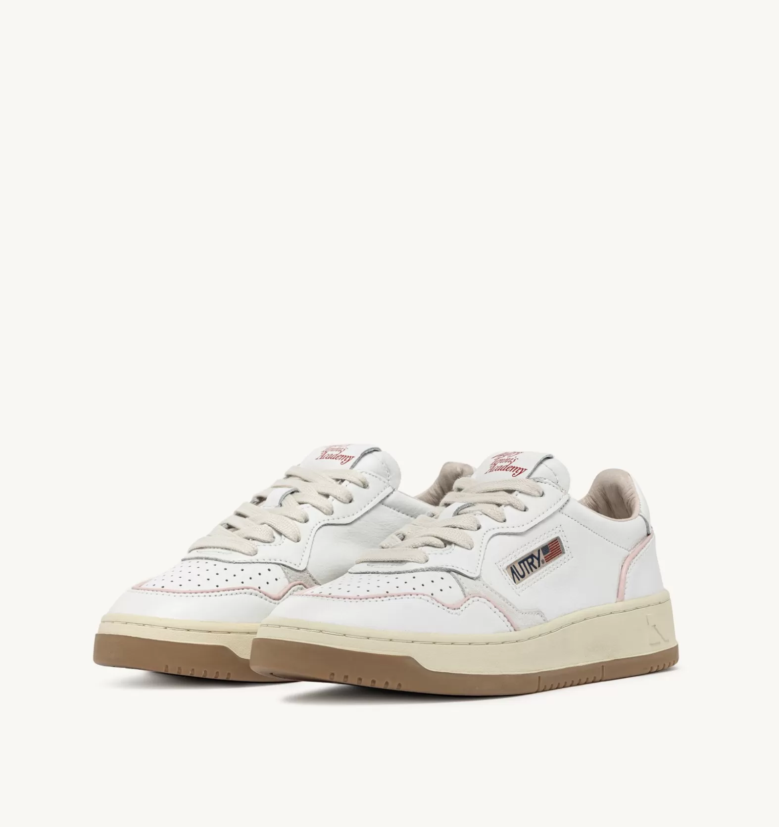 Open^AUTRY Open Low Sneakers In Leather And Pink Cord
