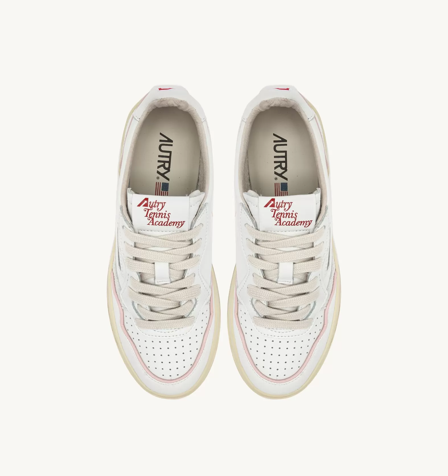 Open^AUTRY Open Low Sneakers In Leather And Pink Cord