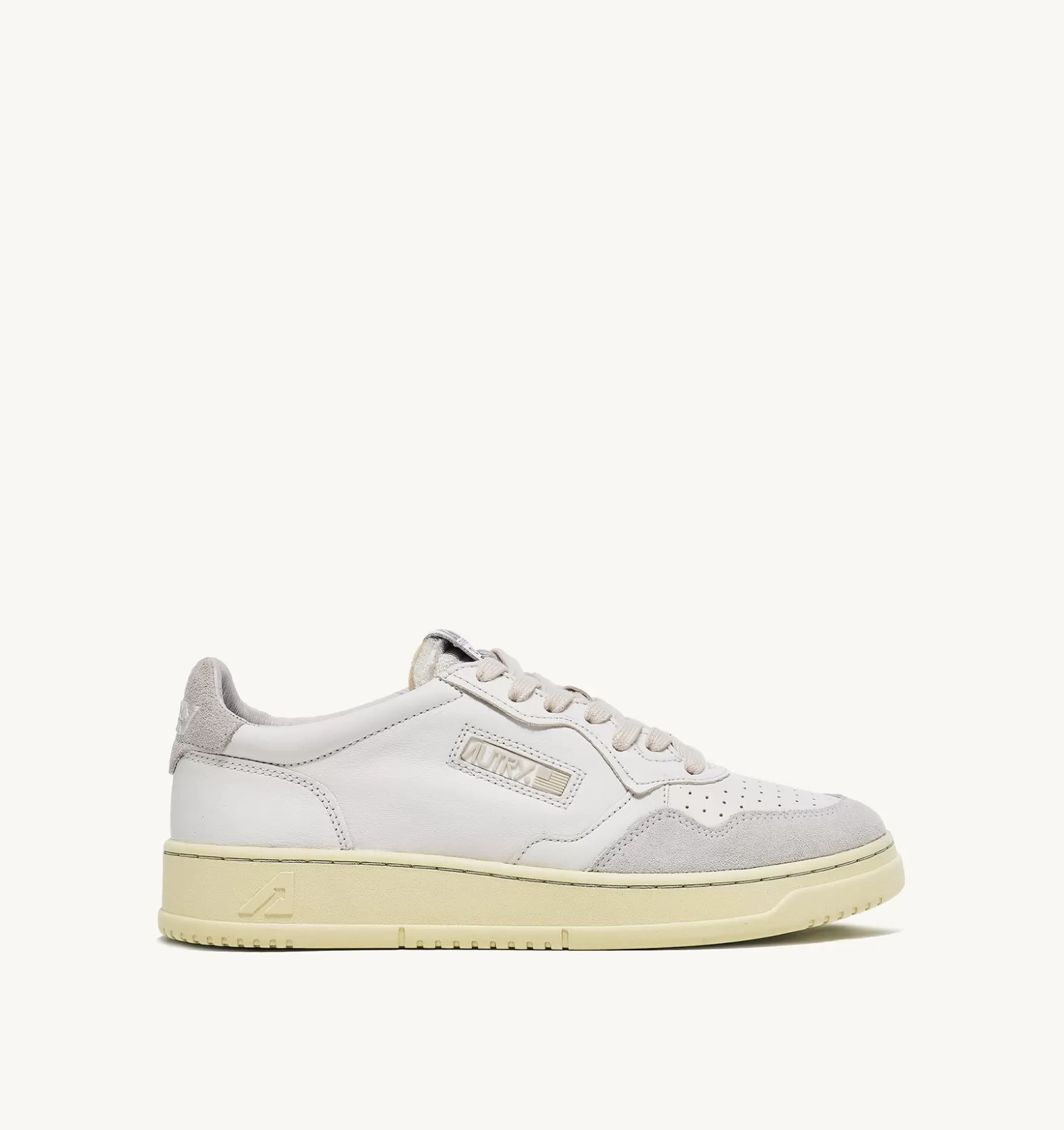 Open^AUTRY Open Low Sneakers In Leather And Suede Color White