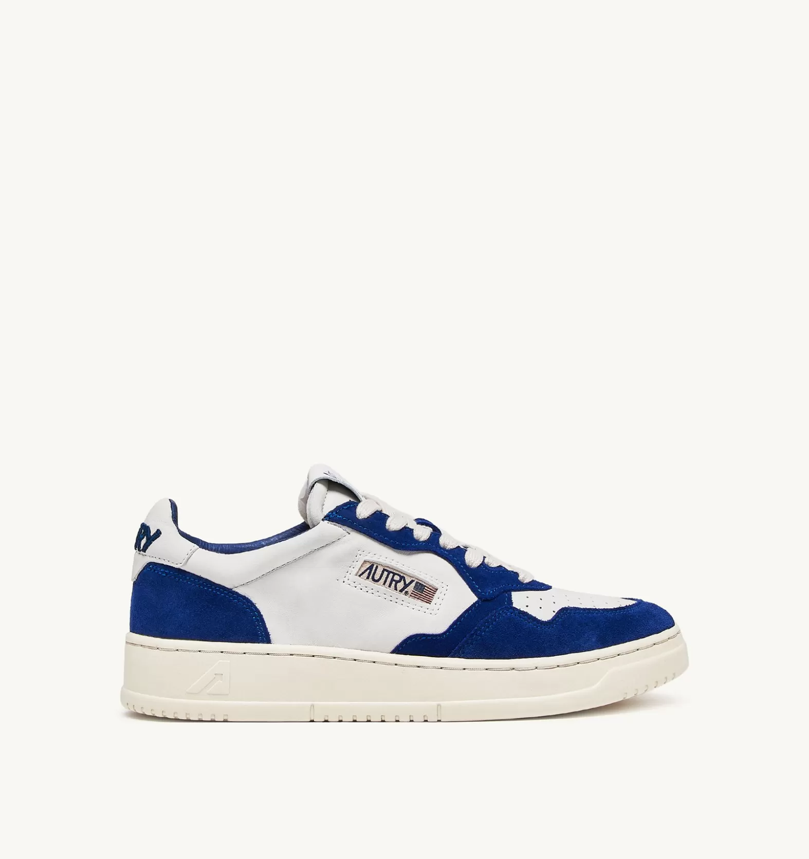 Open^AUTRY Open Low Sneakers In Leather Color White And Academy Blue