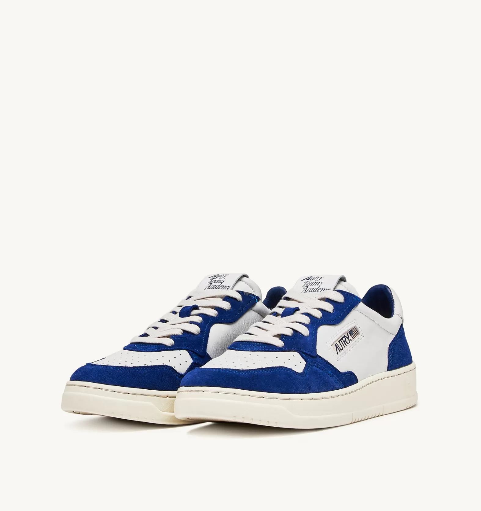 Open^AUTRY Open Low Sneakers In Leather Color White And Academy Blue