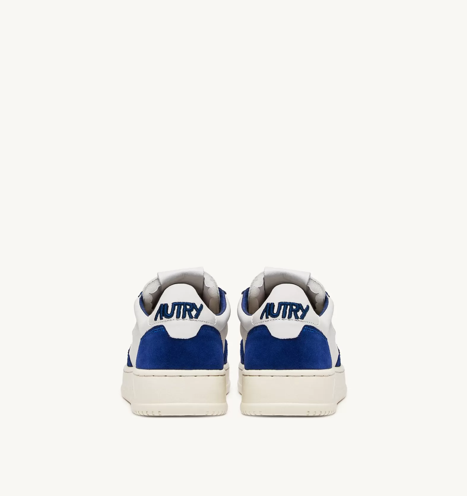 Open^AUTRY Open Low Sneakers In Leather Color White And Academy Blue