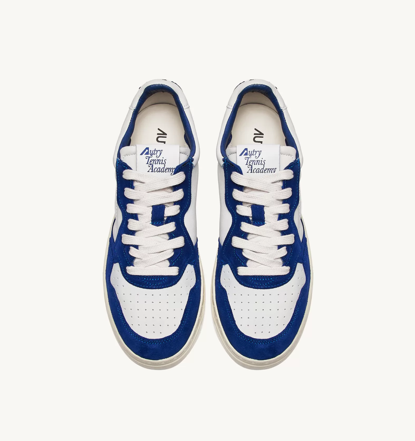 Open^AUTRY Open Low Sneakers In Leather Color White And Academy Blue