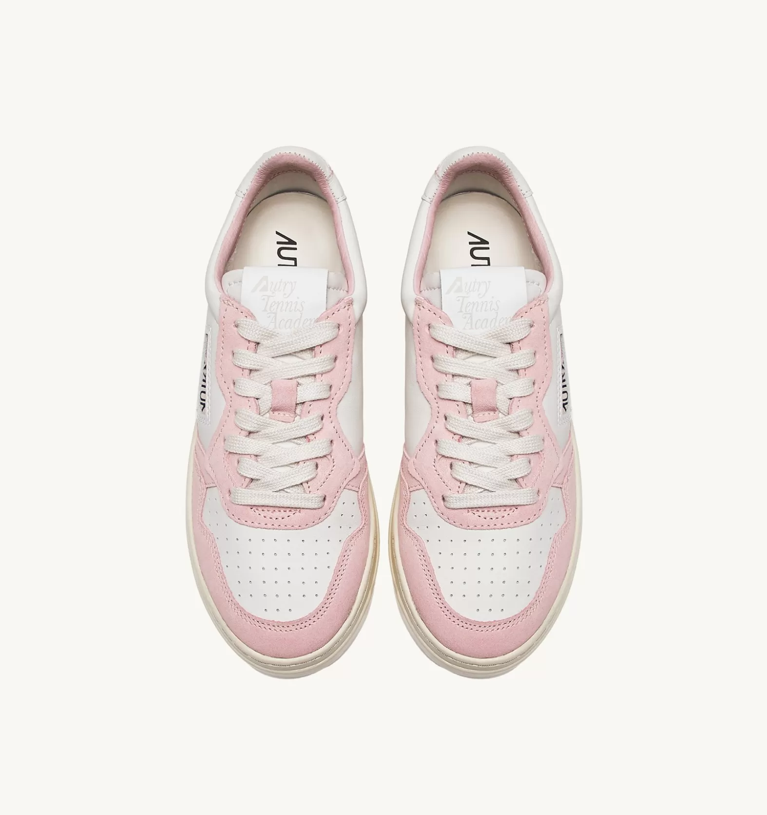 Open^AUTRY Open Low Sneakers In Leather Color White And Academy Pink