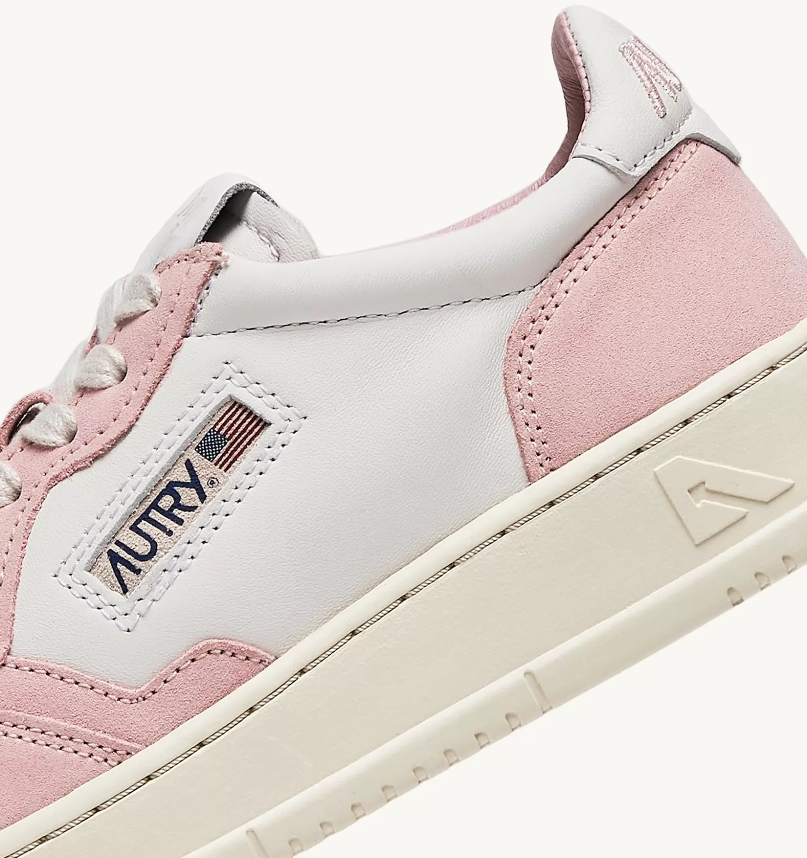 Open^AUTRY Open Low Sneakers In Leather Color White And Academy Pink