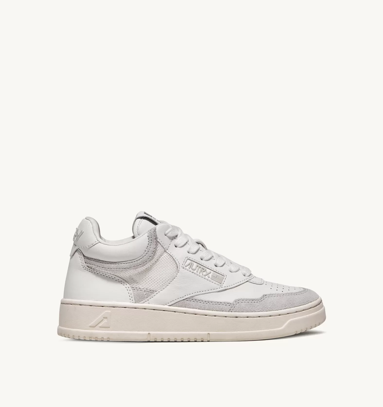 Open^AUTRY Open Mid Sneakers In Leather And Suede Color White