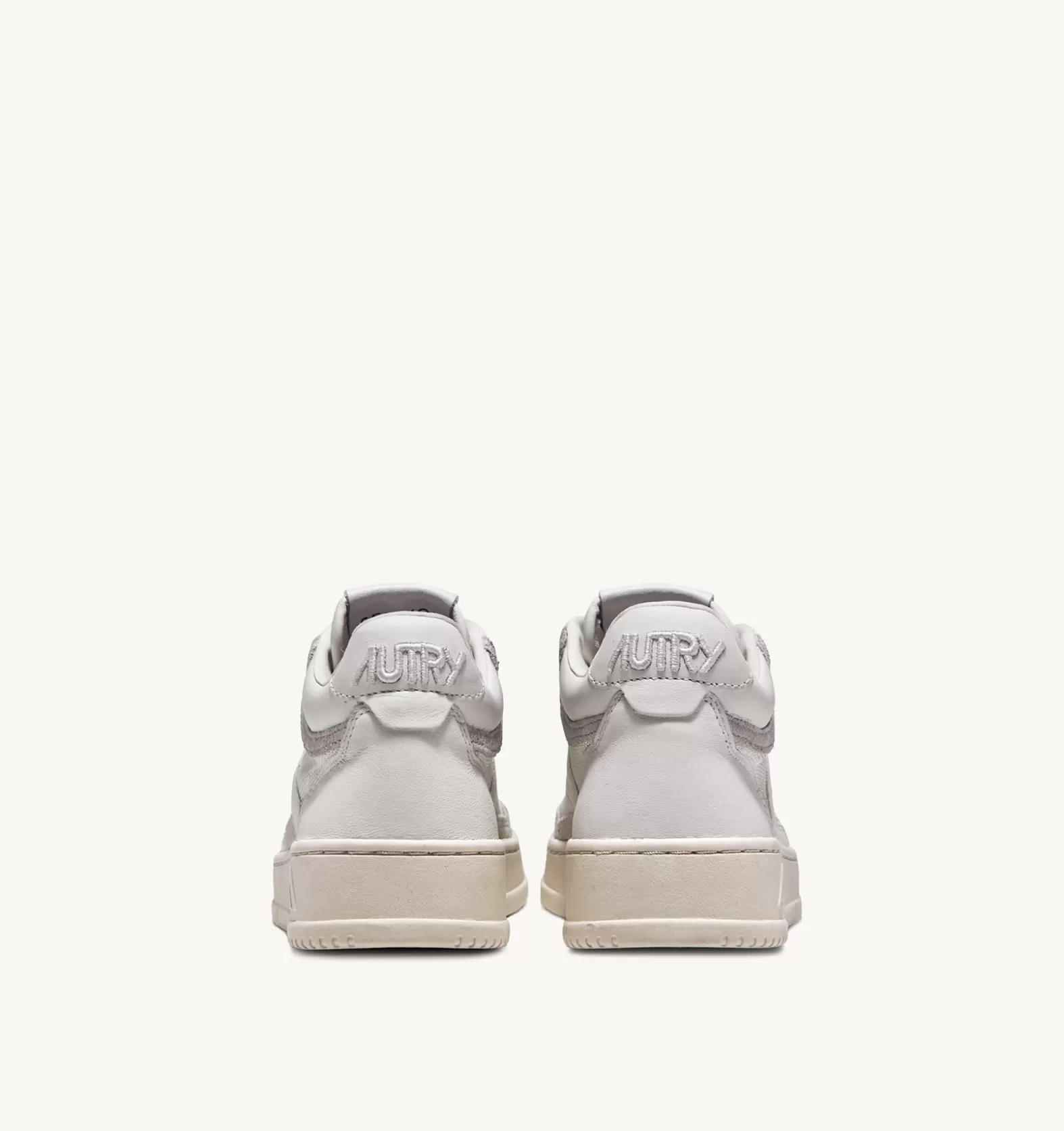 Open^AUTRY Open Mid Sneakers In Leather And Suede Color White