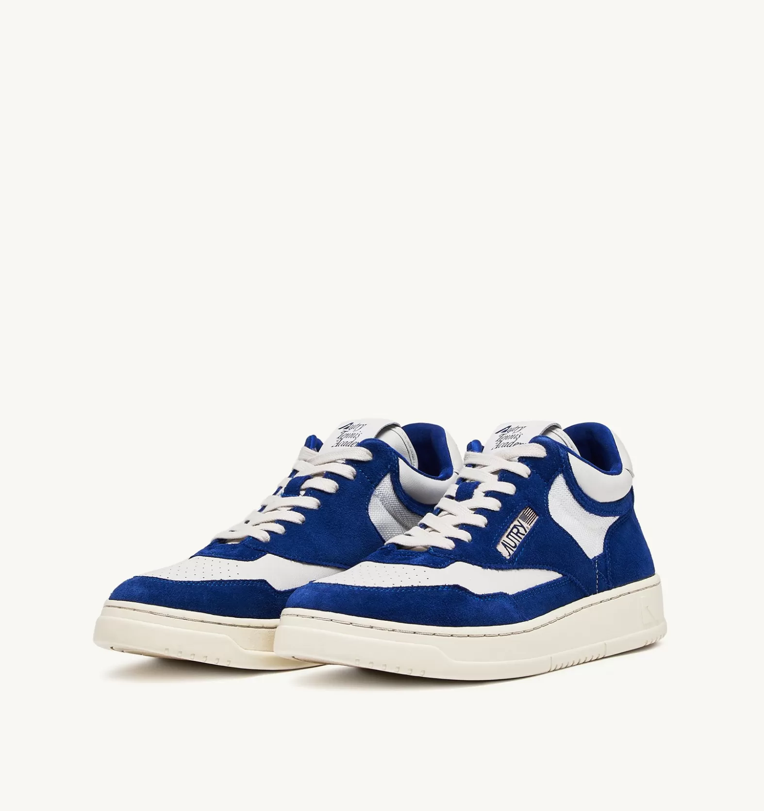 Open^AUTRY Open Mid Sneakers In Leather Color White And Academy Blue