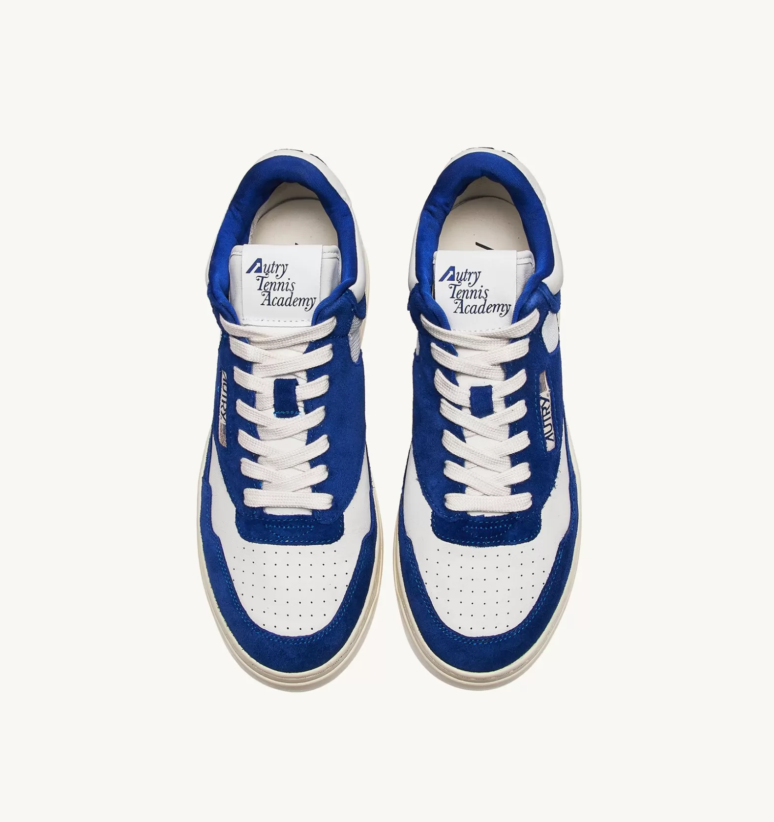 Open^AUTRY Open Mid Sneakers In Leather Color White And Academy Blue