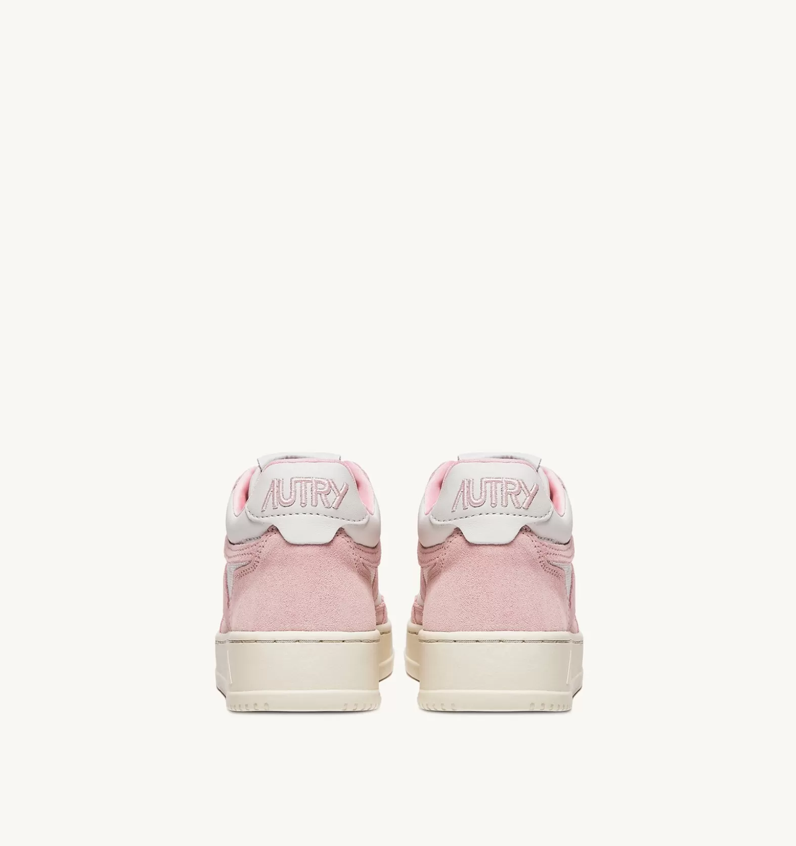 Open^AUTRY Open Mid Sneakers In Leather Color White And Academy Pink