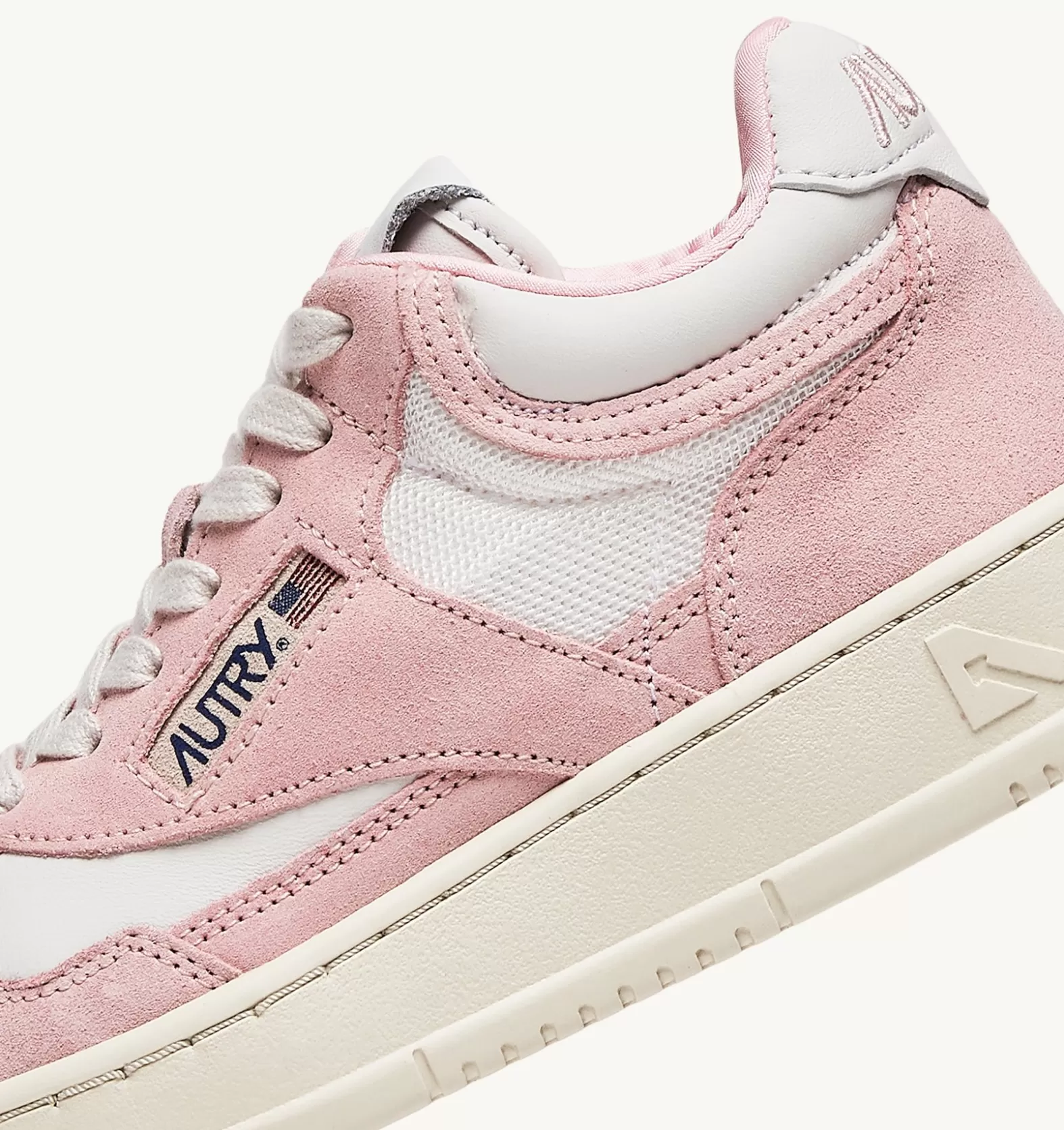Open^AUTRY Open Mid Sneakers In Leather Color White And Academy Pink